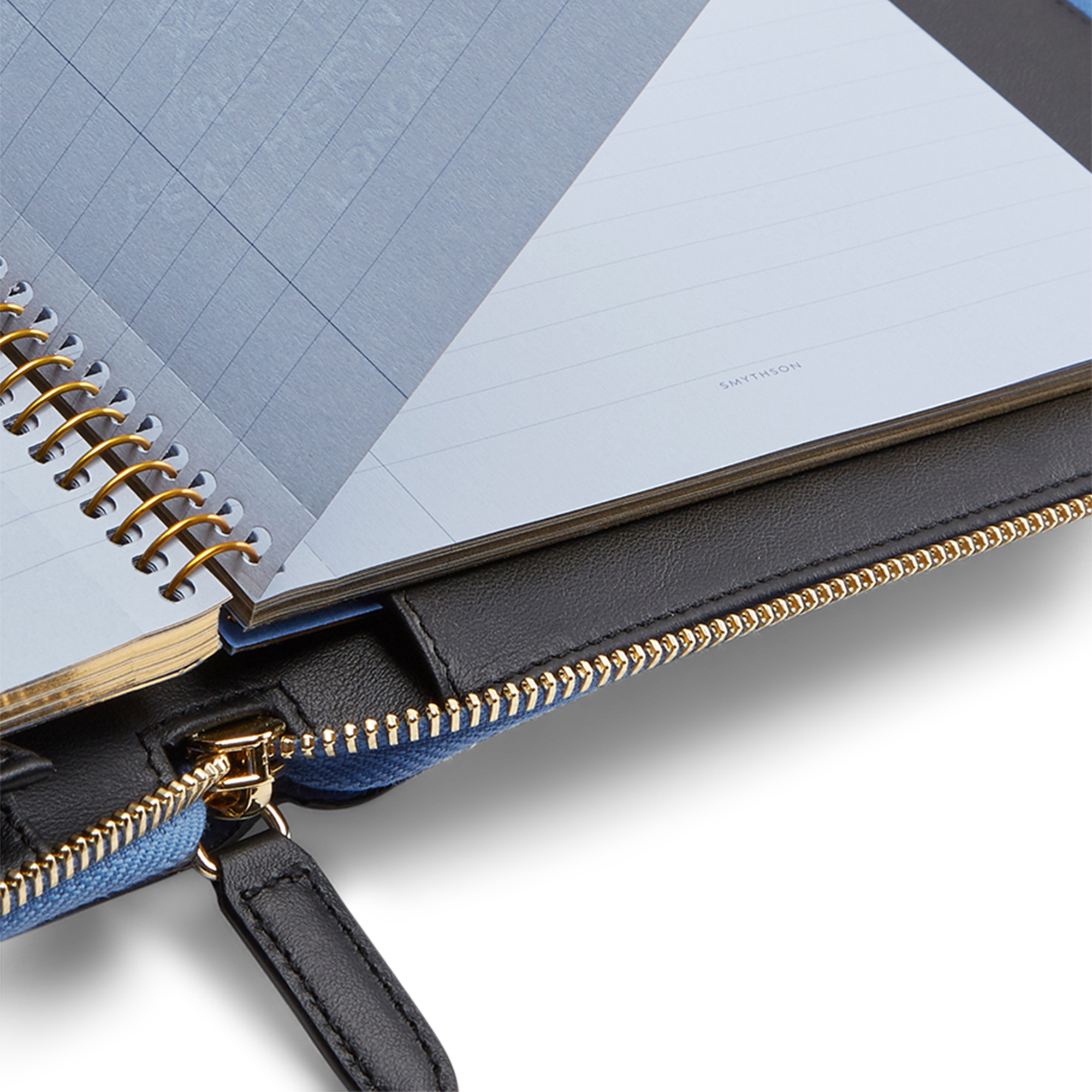 A5 Writing Folder with Zip in Panama - Nile Blue