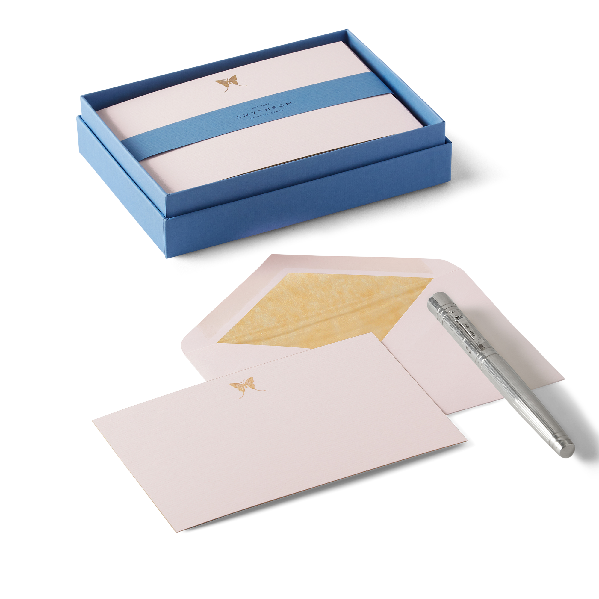 Butterfly Motif Correspondence Cards - Pale Pink