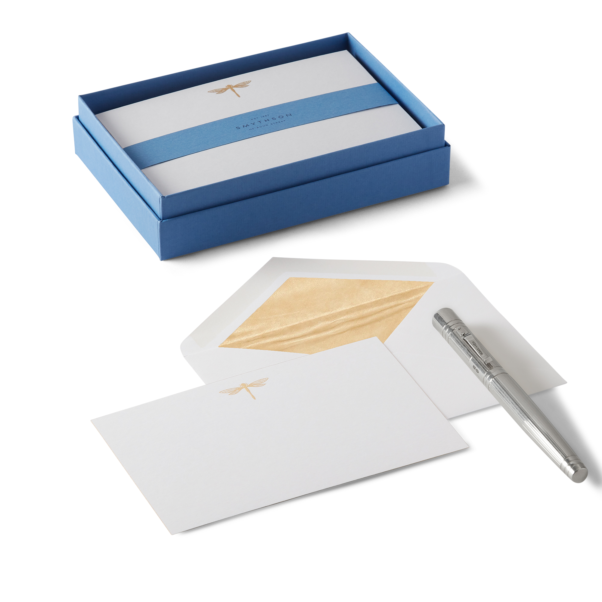 Dragonfly Motif Correspondence Cards - Pale Blue