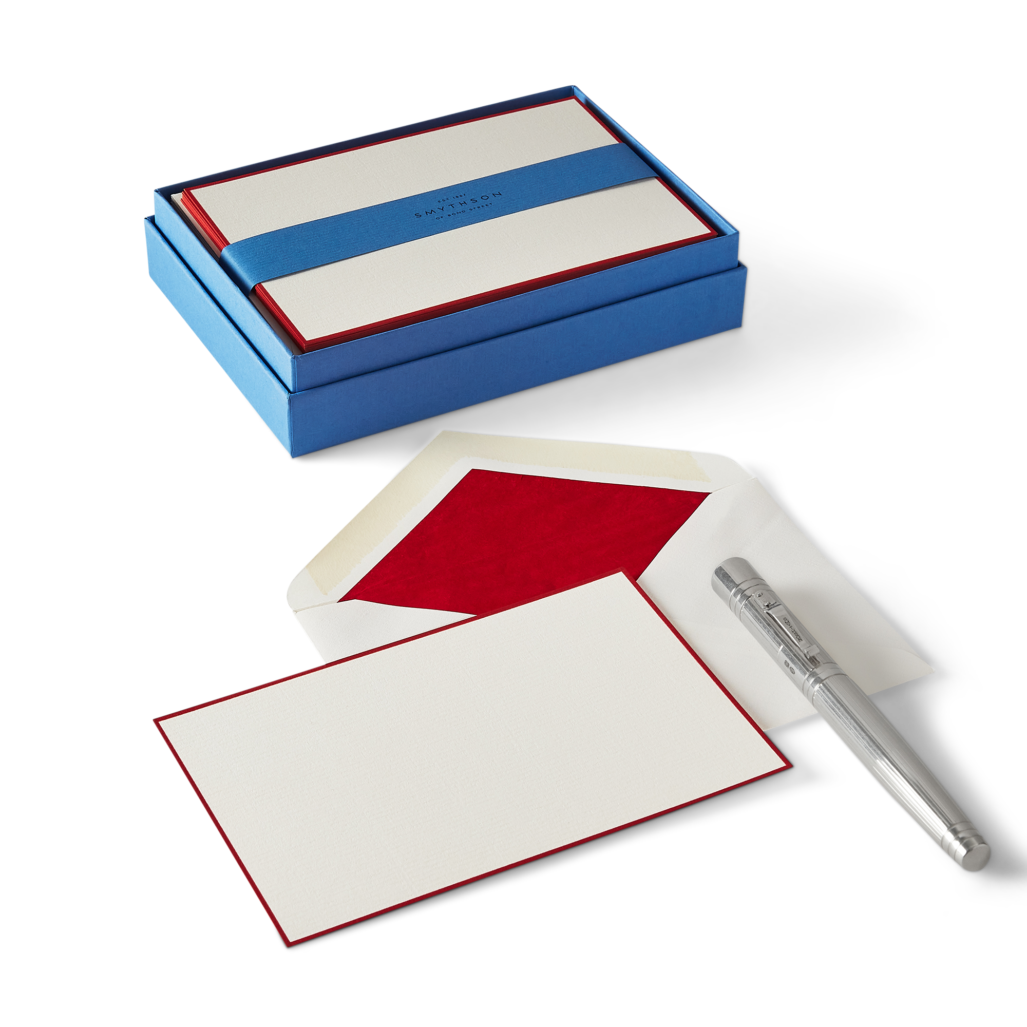 Bordered Correspondence Cards - Poinsettia Red