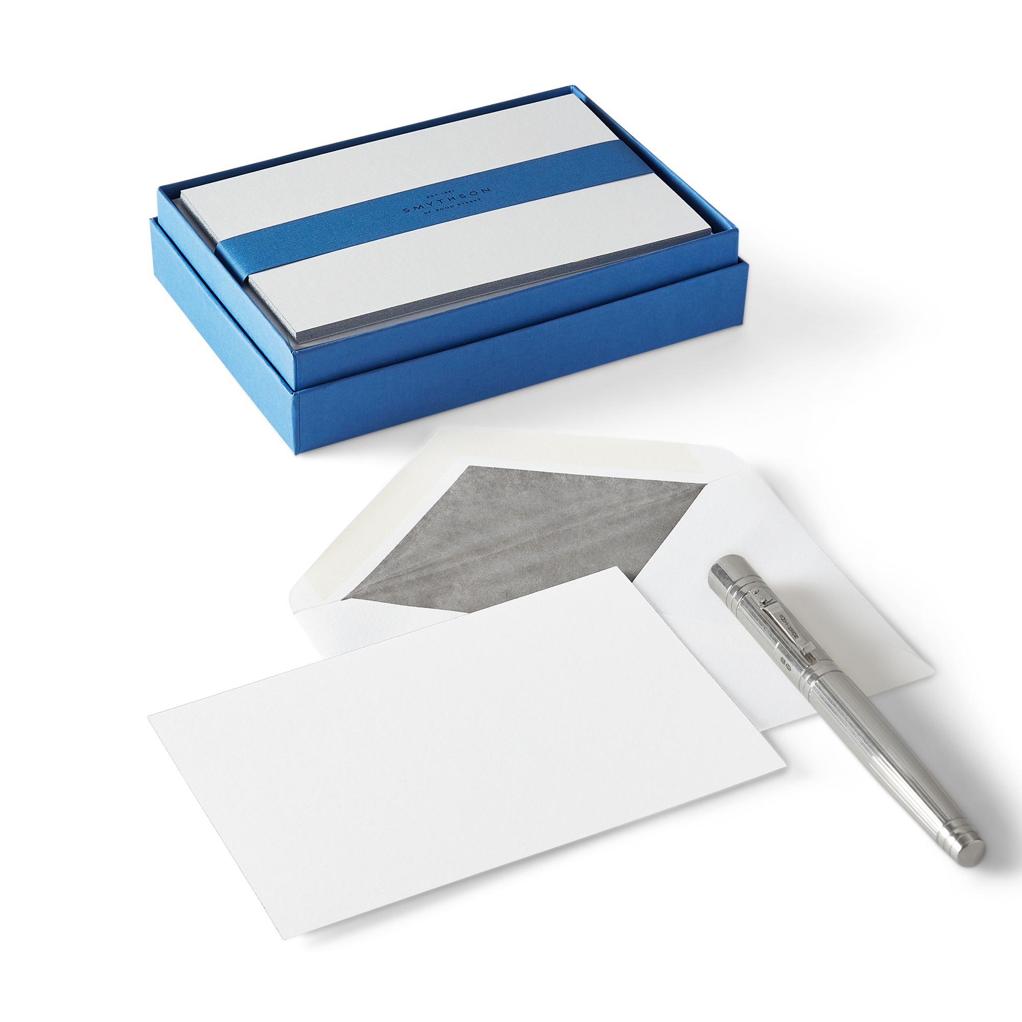 Bordered Correspondence Cards - Silver