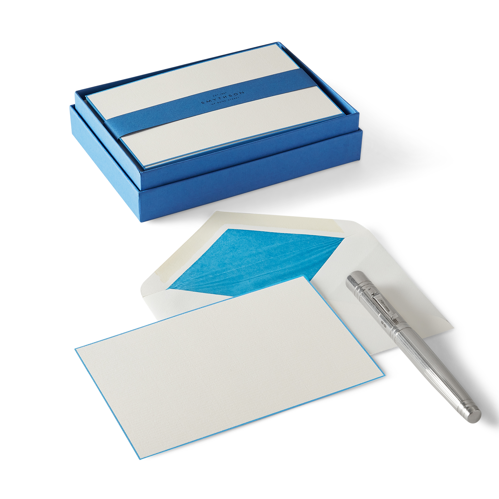 Cartes de correspondance à bordure - Bleu du Nil