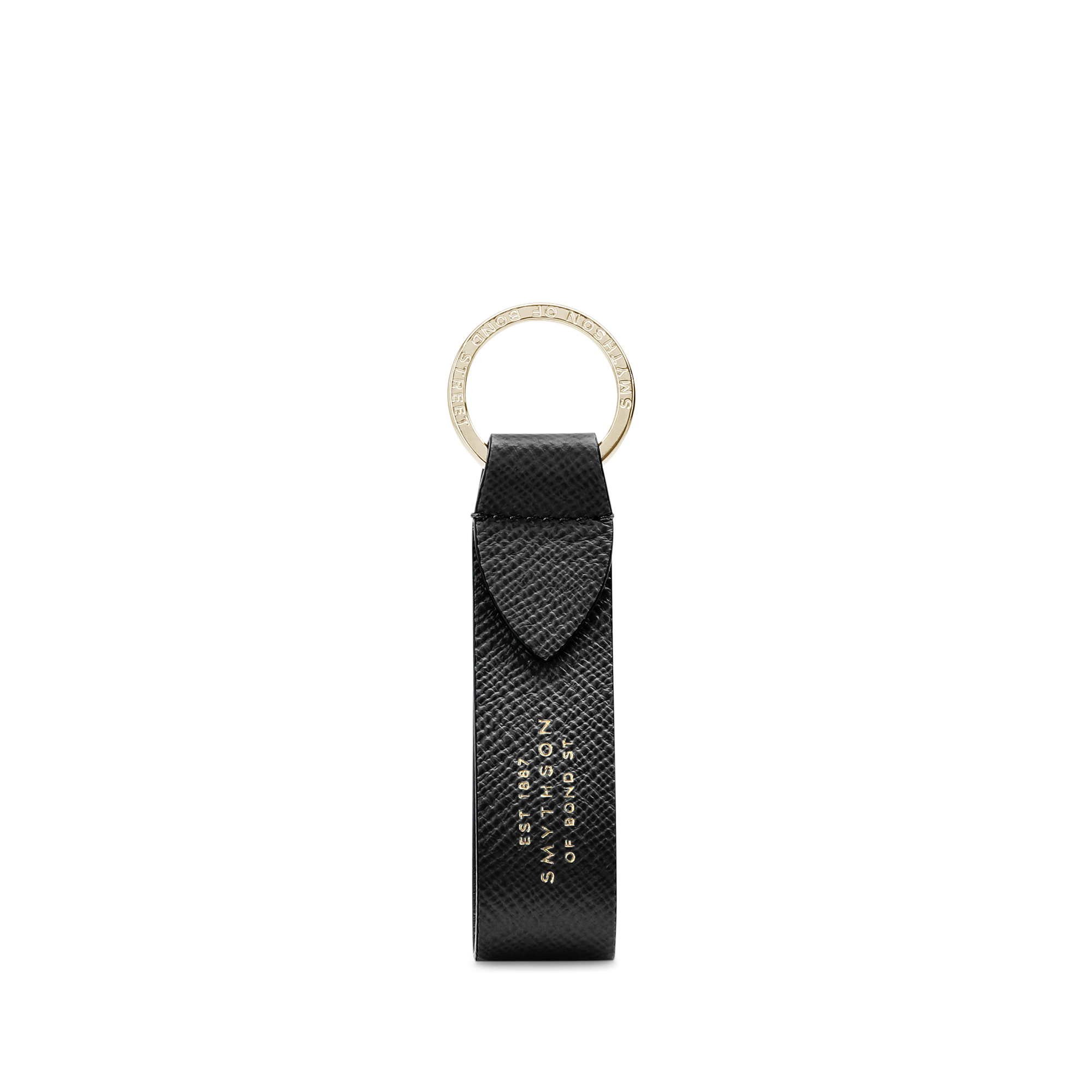Keyring with Leather Strap in Panama - Black