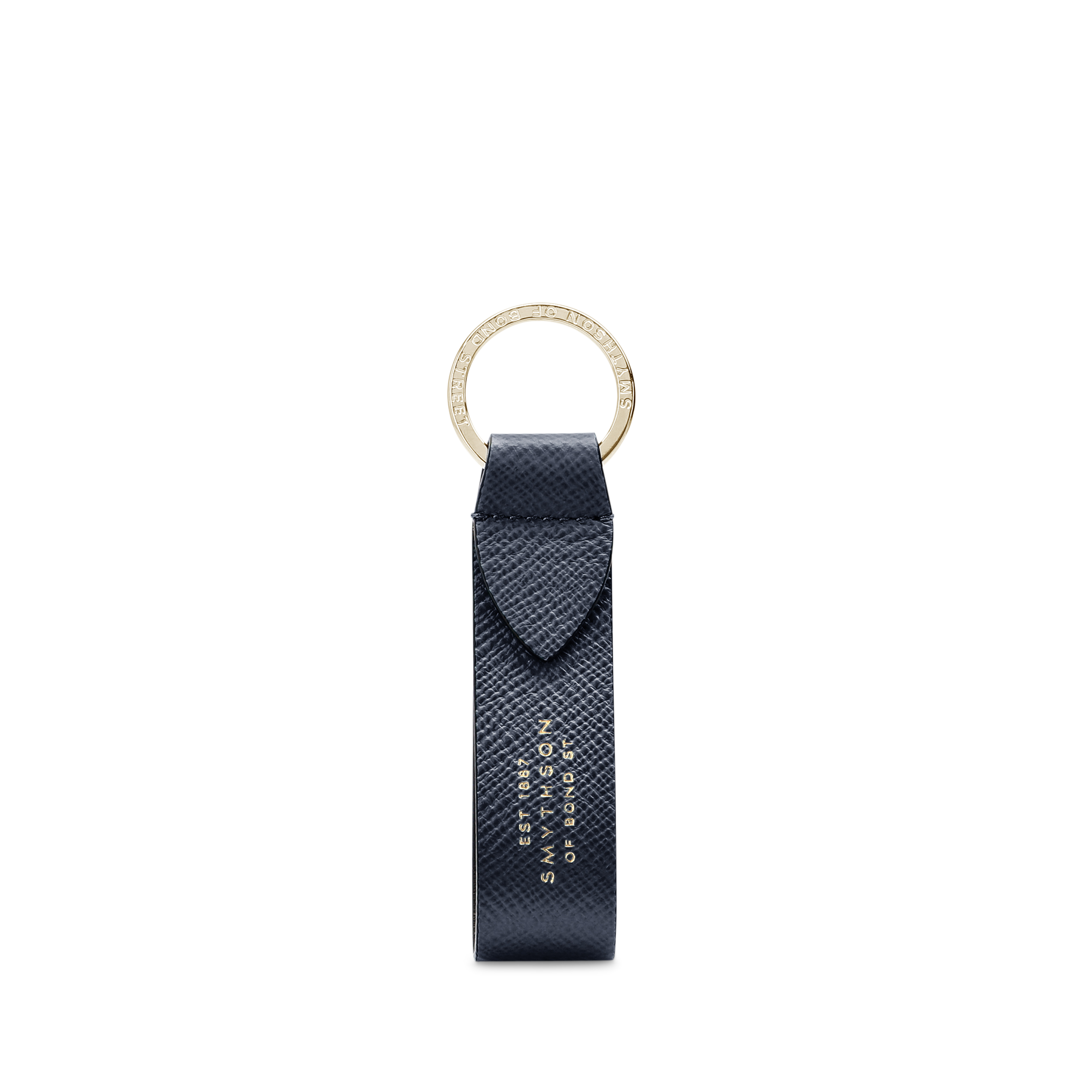 Keyring with Leather Strap in Panama - Navy
