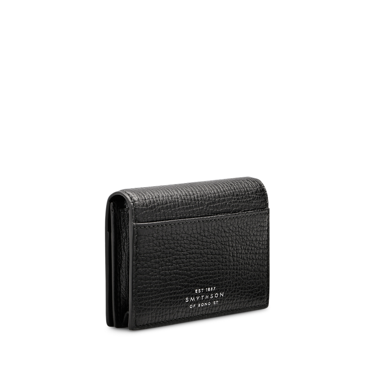 Folded Card Case with Snap Closure in Ludlow in Black | Smythson Folded Card Case with Snap Closure in Ludlow in Black | Smythson