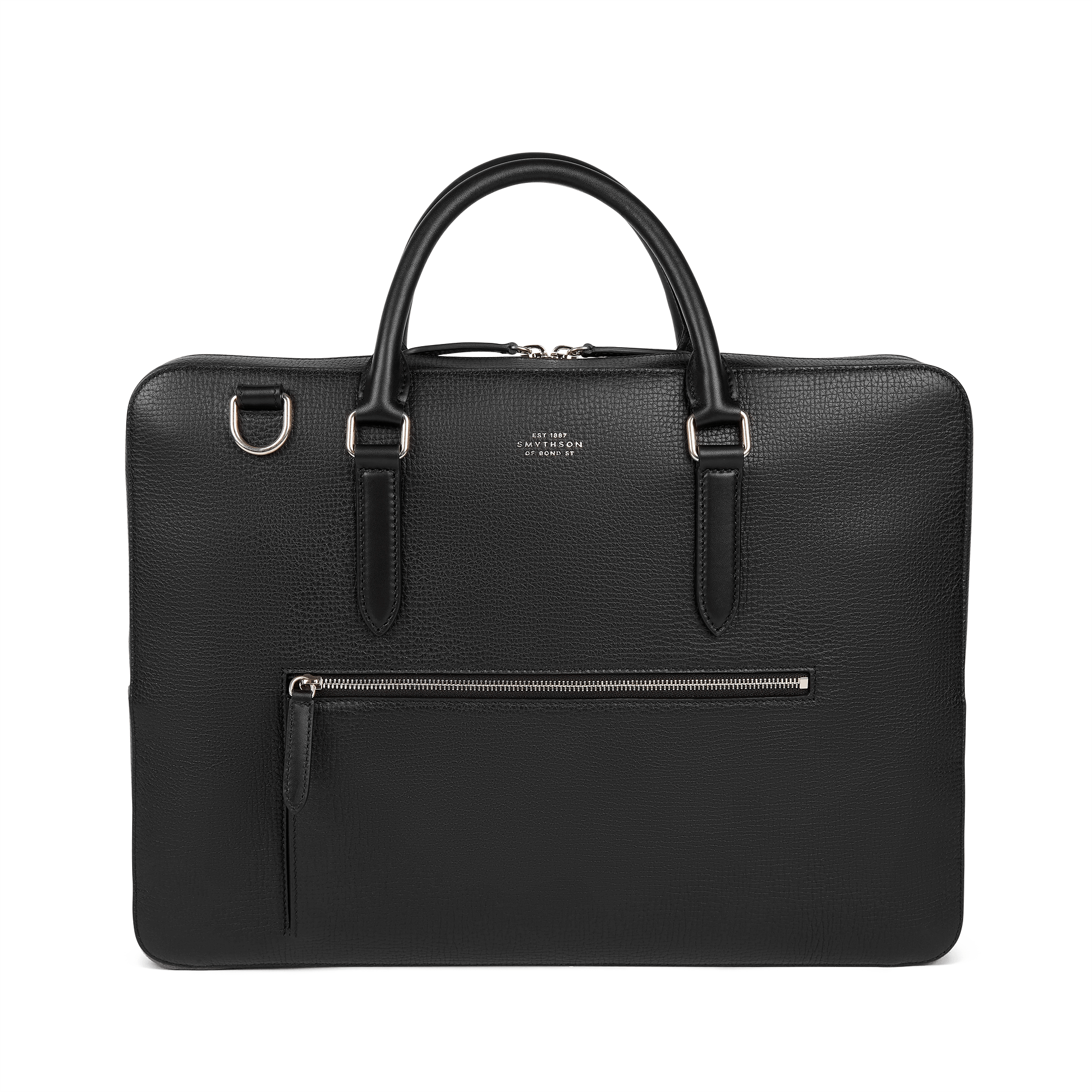 Slim Briefcase with Zip Front in Ludlow - Black
