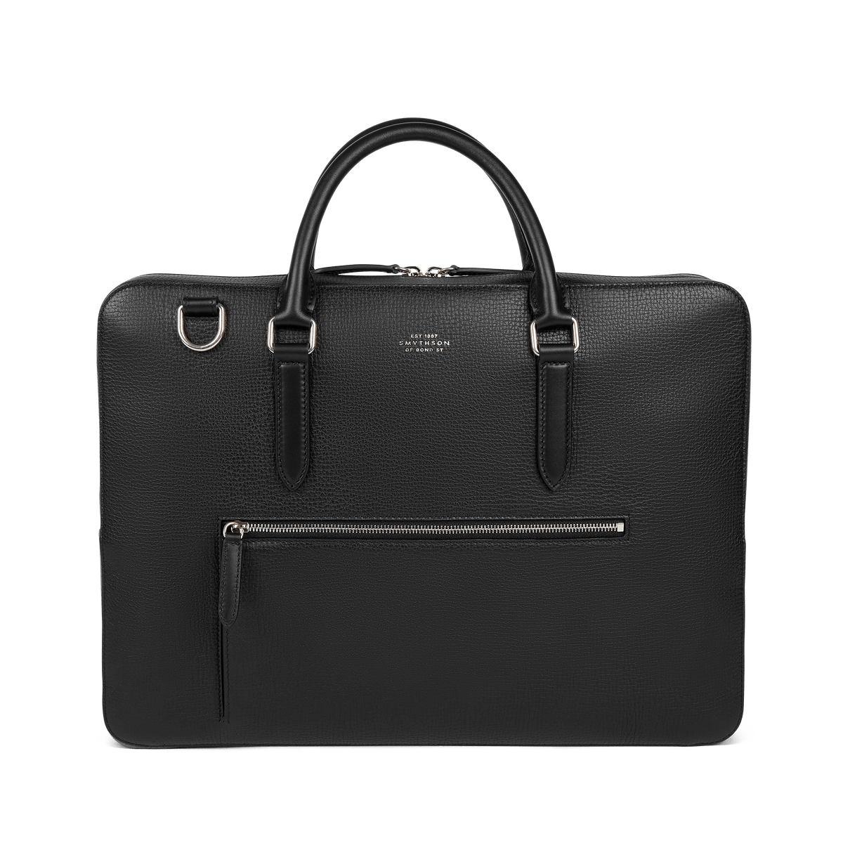 Slim Briefcase with Zip Front in Ludlow in Black | Smythson