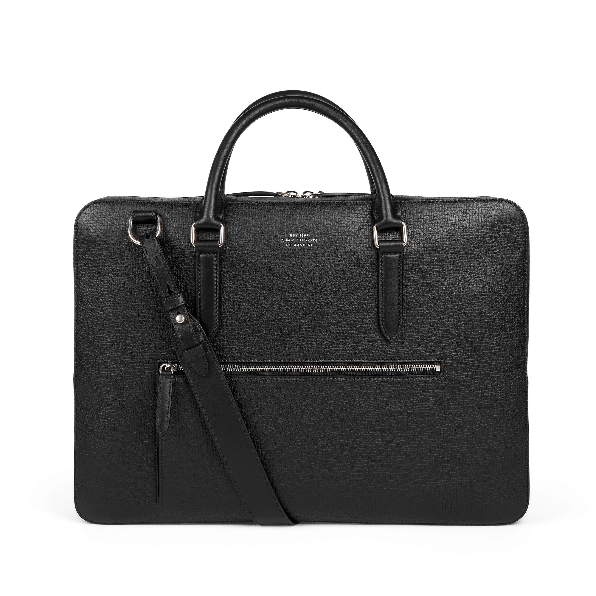 Slim Briefcase with Zip Front in Ludlow - Black