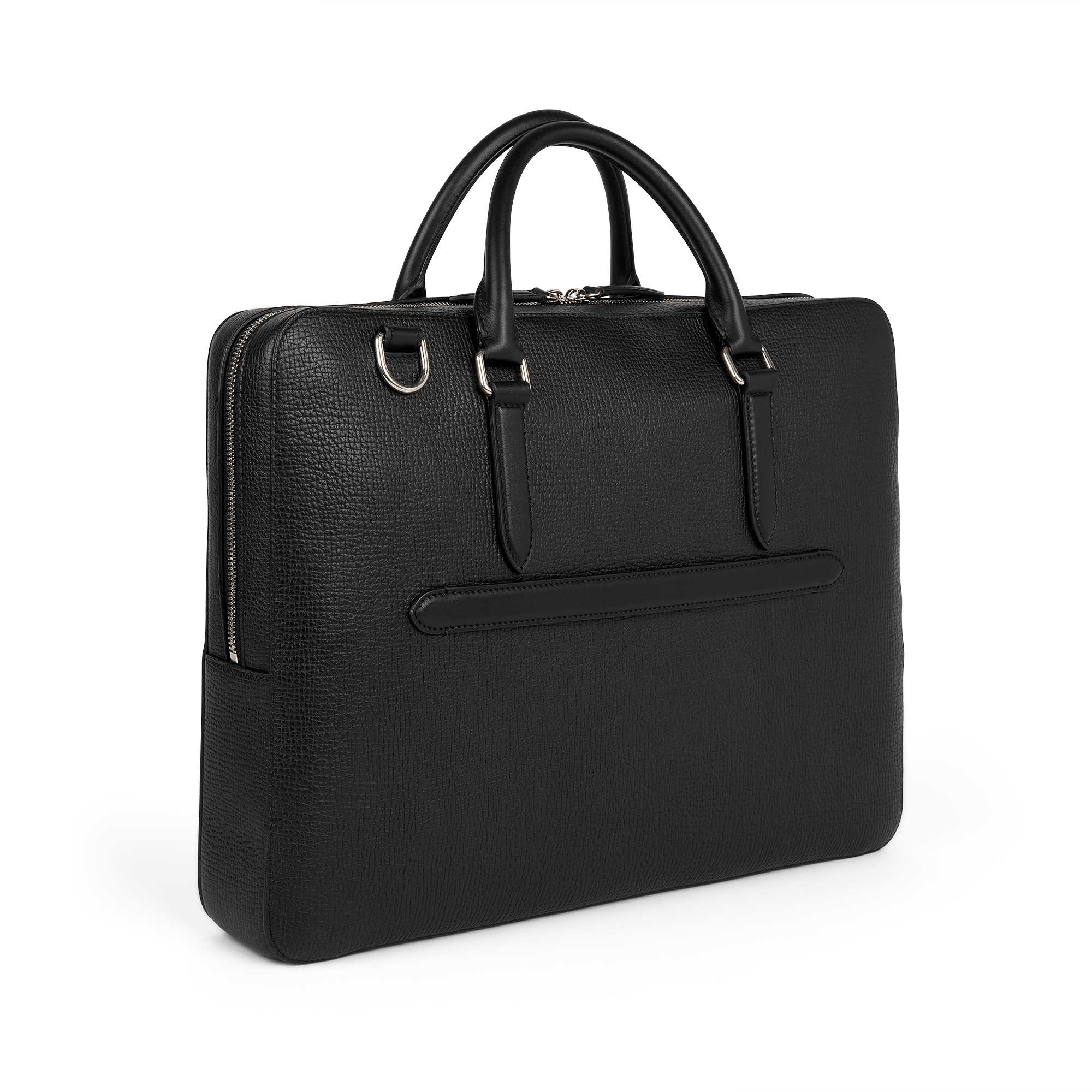 Slim Briefcase with Zip Front in Ludlow - Black
