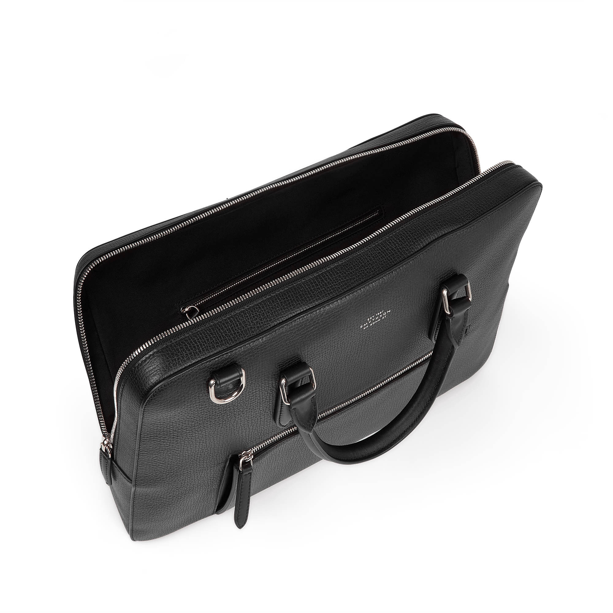 Slim Briefcase with Zip Front in Ludlow - Black
