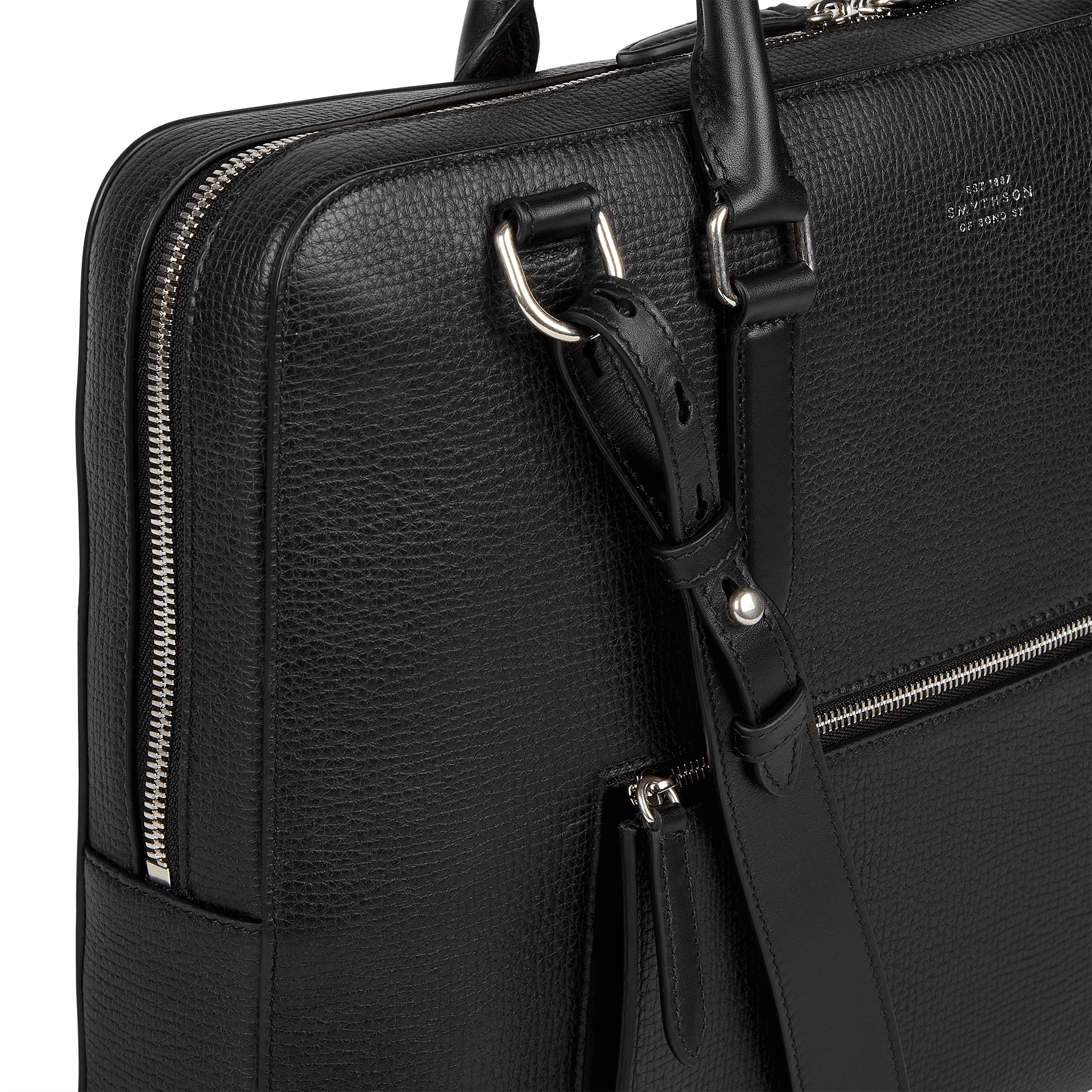 Slim Briefcase with Zip Front in Ludlow - Black