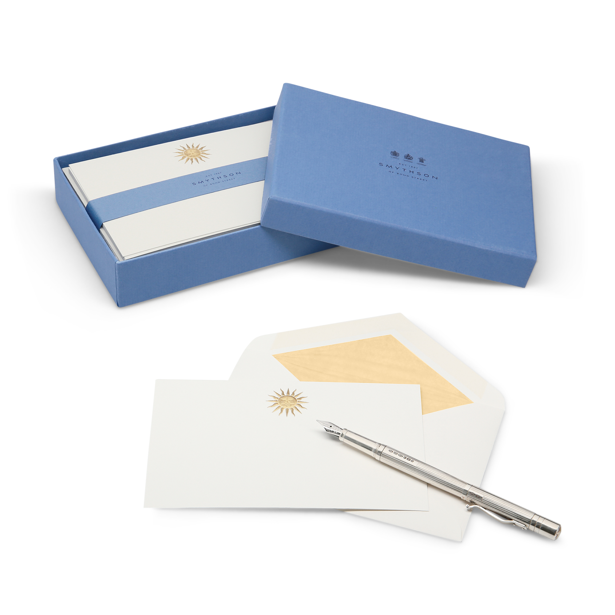 Sun Motif Correspondence Cards - White