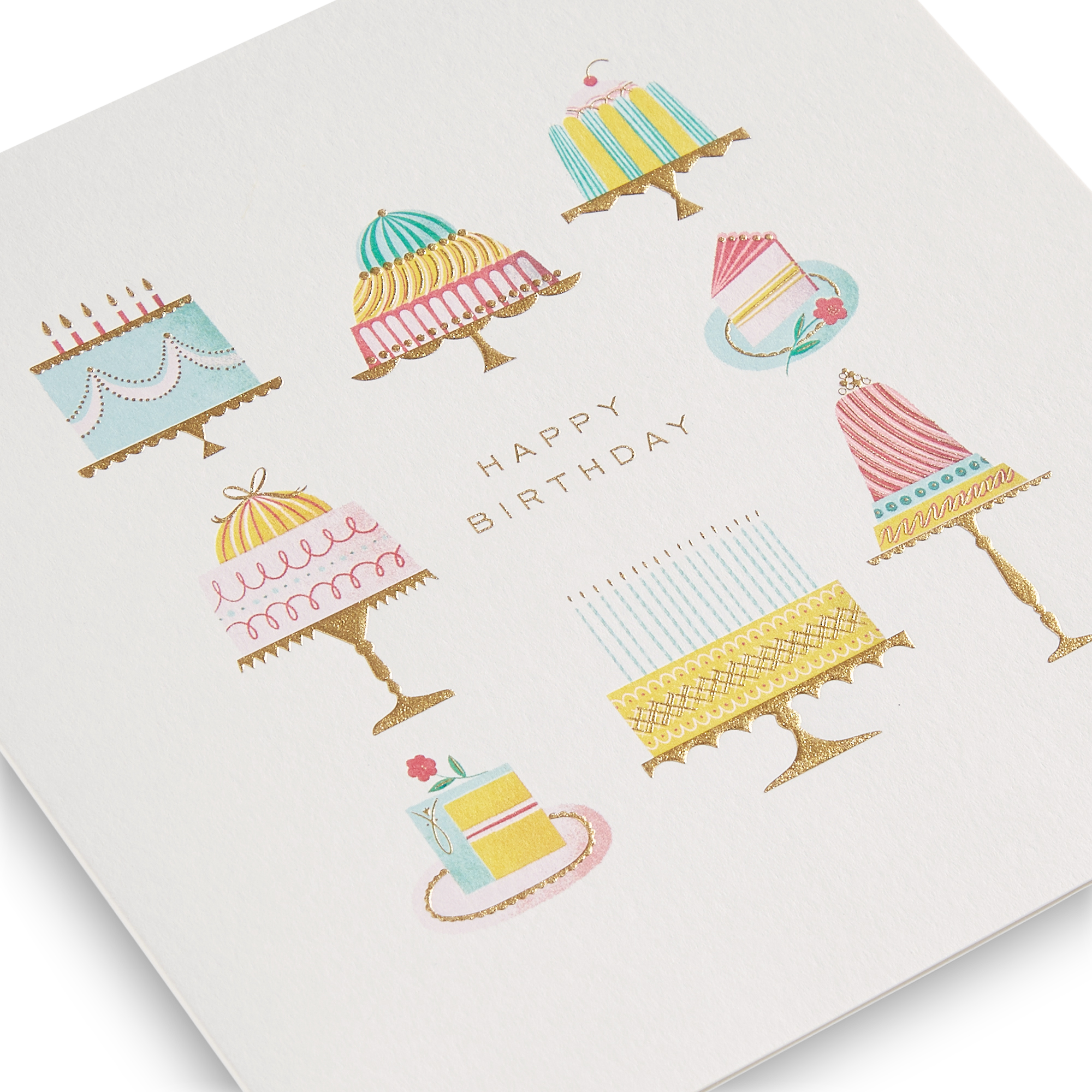 Birthday Cakes Card - White