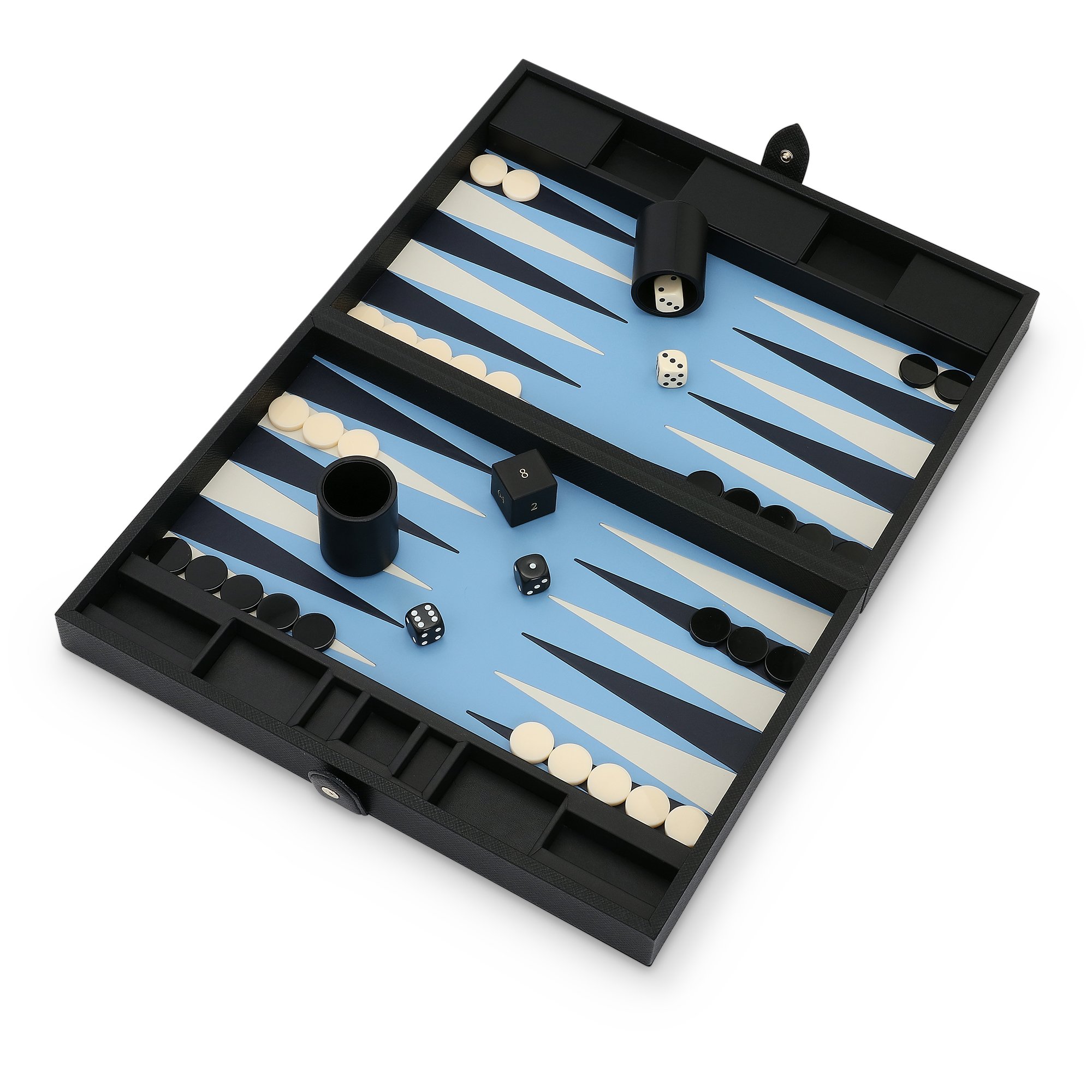 Medium Backgammon Case in Panama - Black
