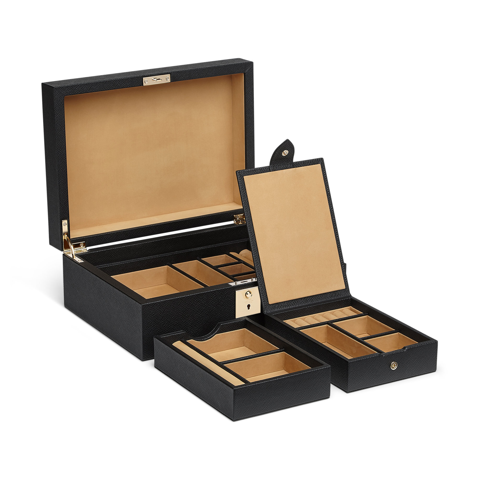 Jewellery Box with Travel Tray in Panama - Black