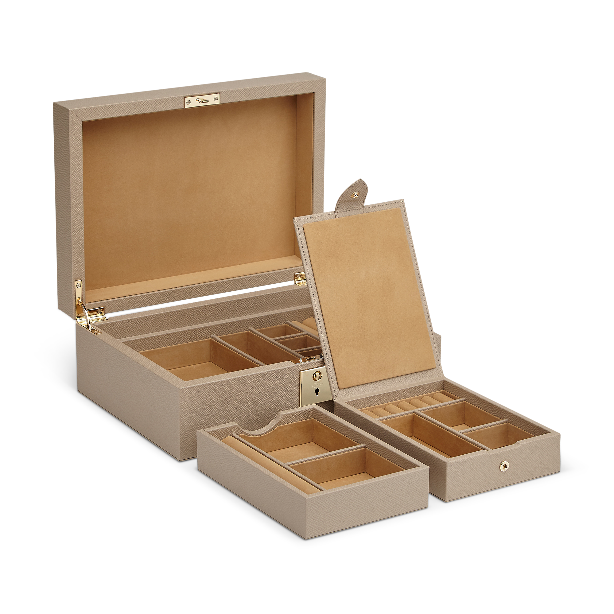 Jewellery Box with Travel Tray in Panama - Sandstone