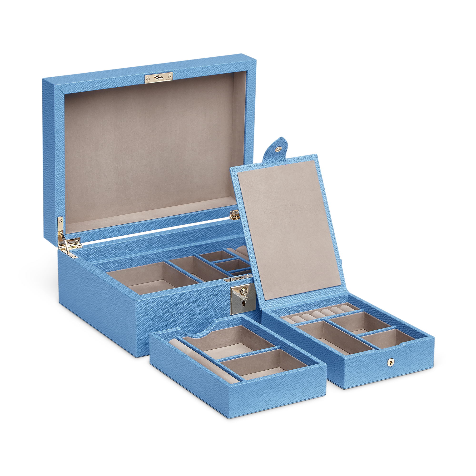 Jewellery Box with Travel Tray in Panama - Nile Blue