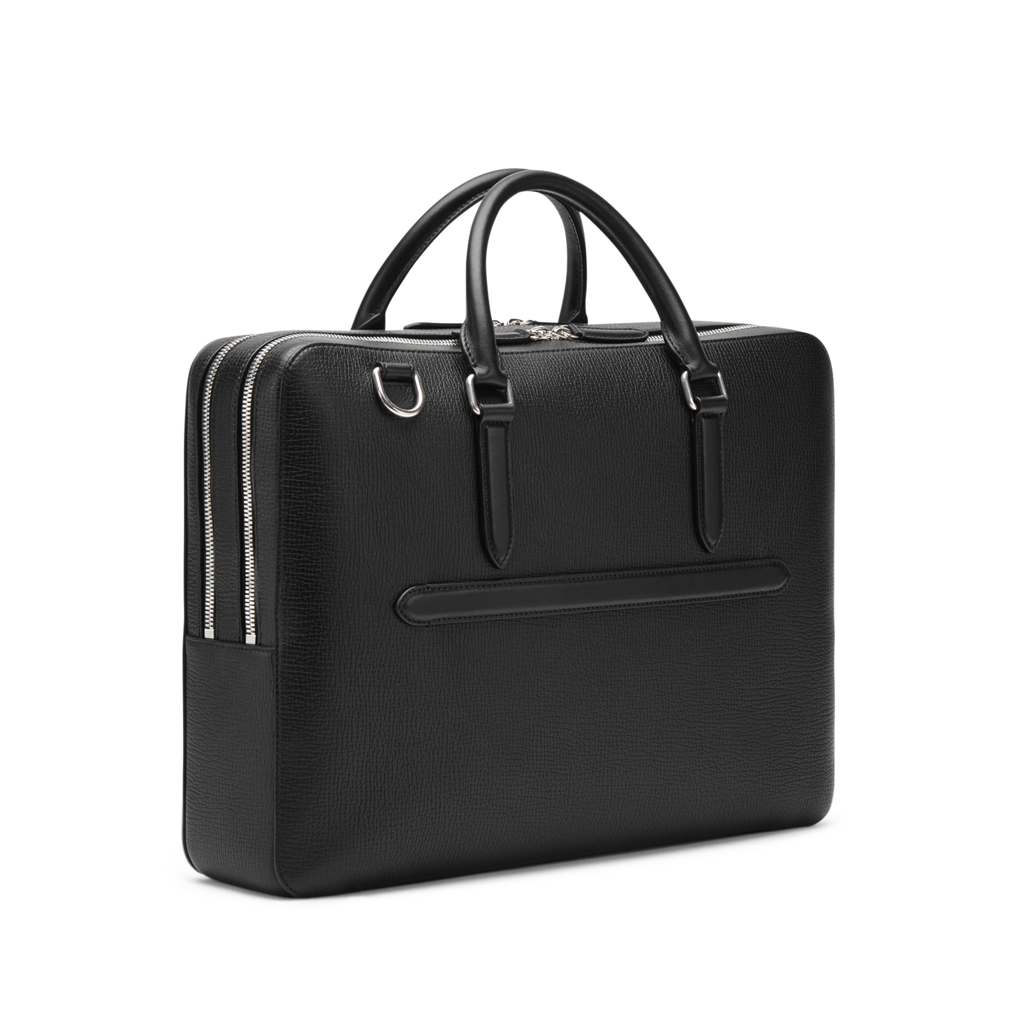 Large Briefcase with Zip Front in Ludlow - Black