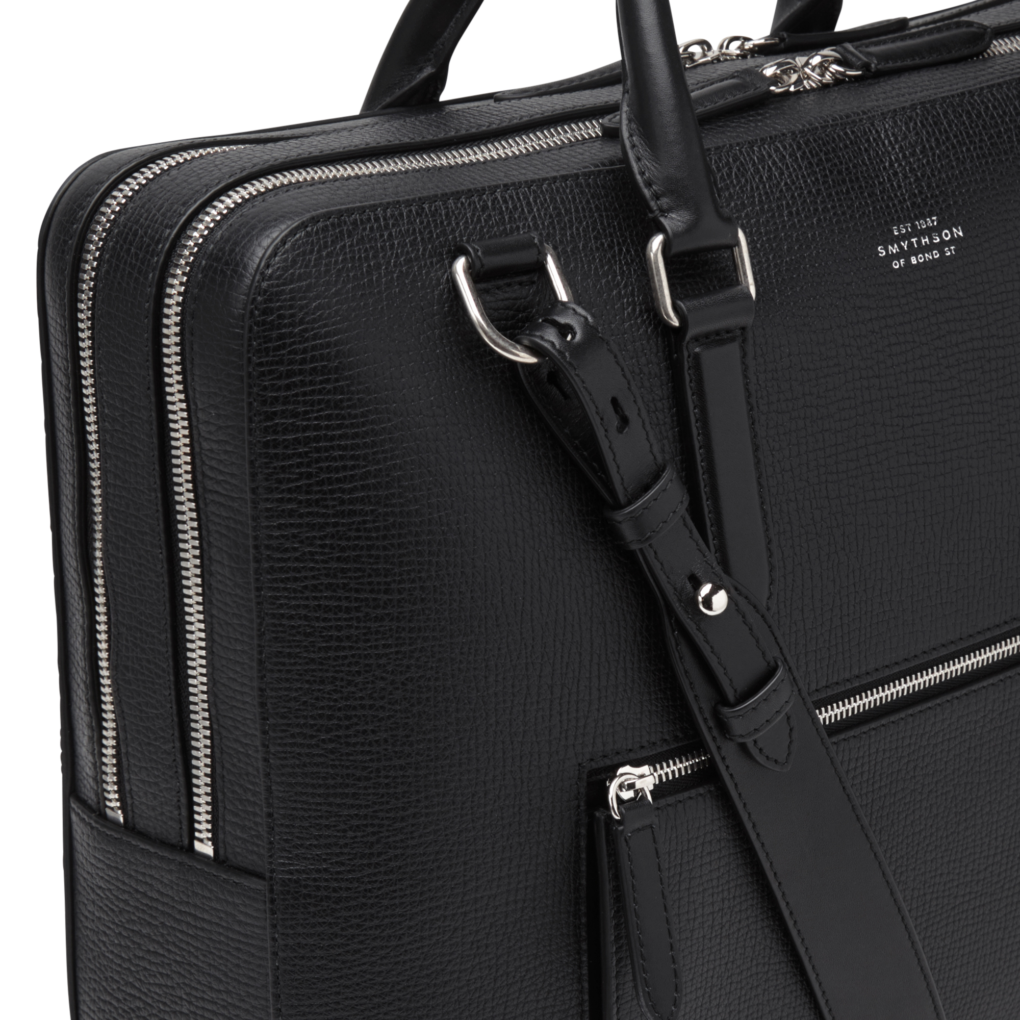 Large Briefcase with Zip Front in Ludlow - Black