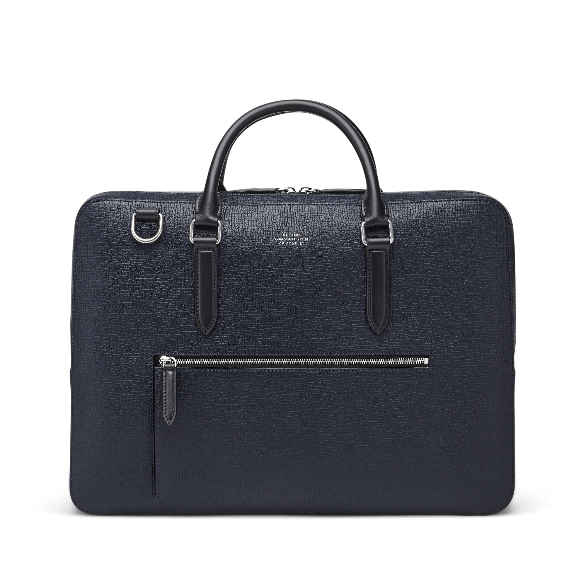 Large Briefcase with Zip Front in Ludlow - Navy