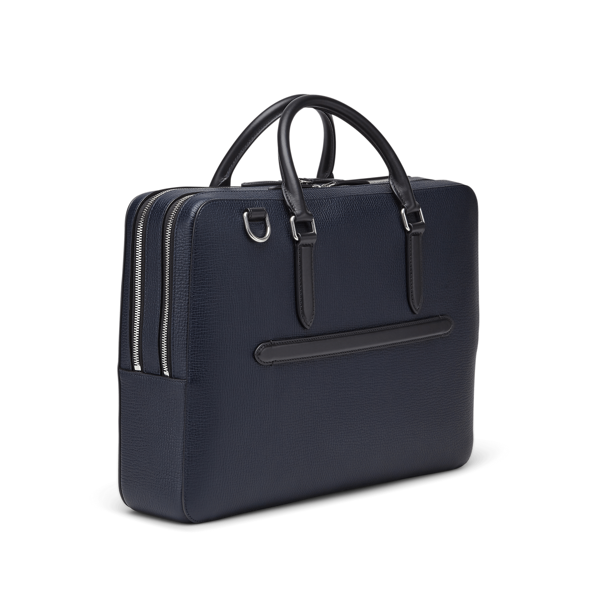 Large Briefcase with Zip Front in Ludlow - Navy