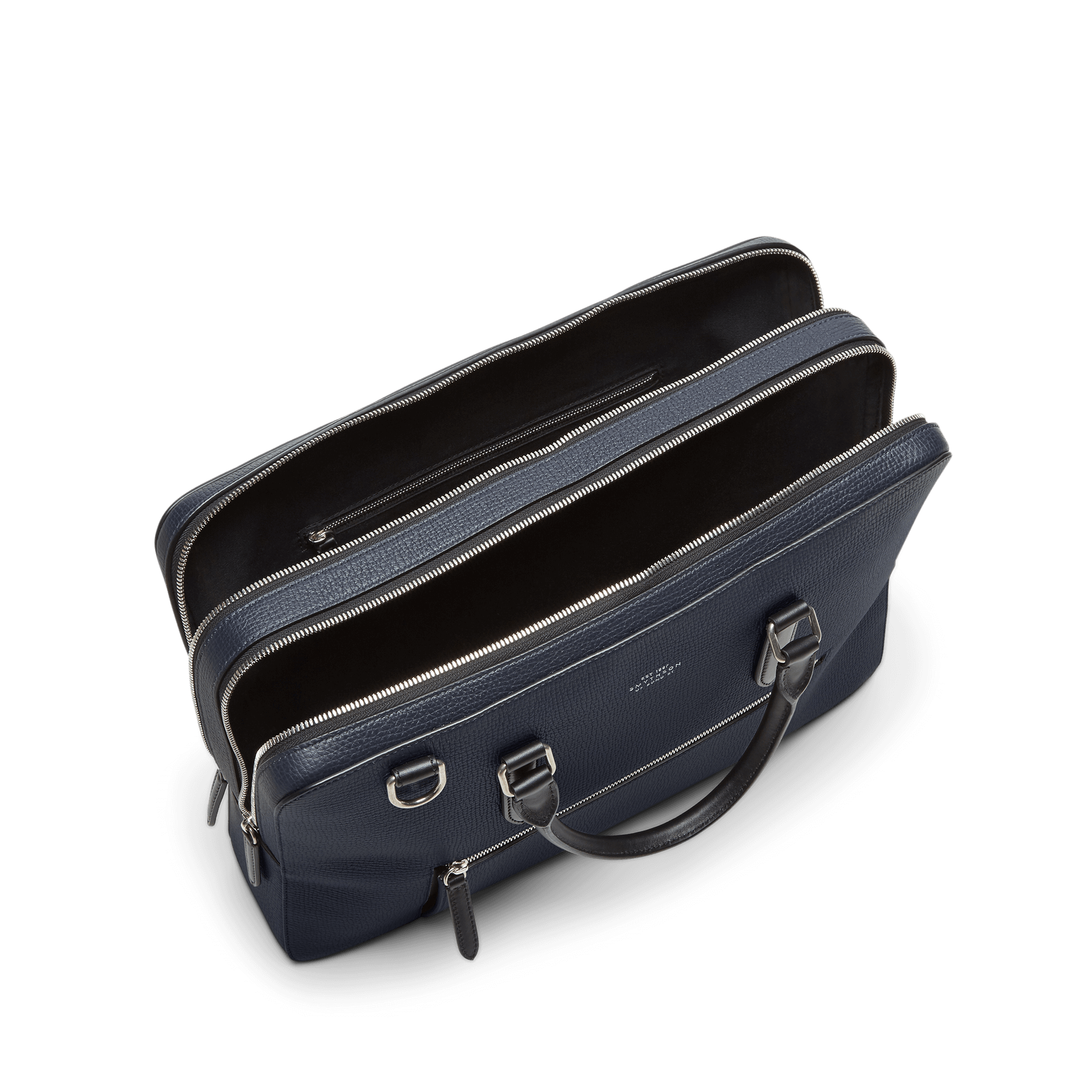 Large Briefcase with Zip Front in Ludlow - Navy