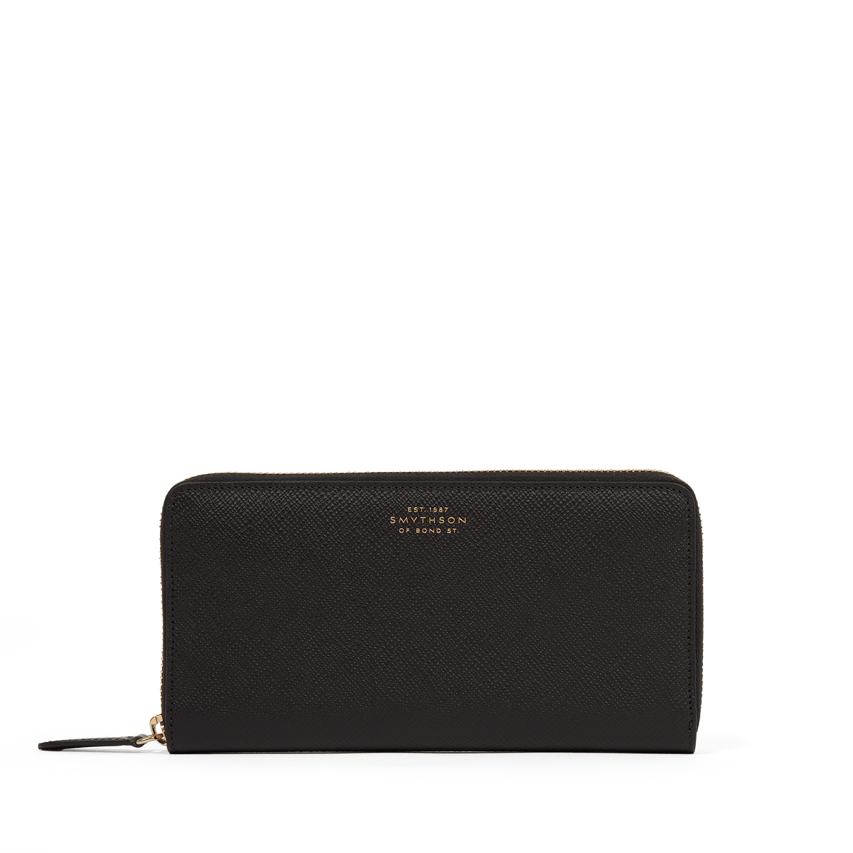Large Zip Around Purse in Panama in Black | Smythson