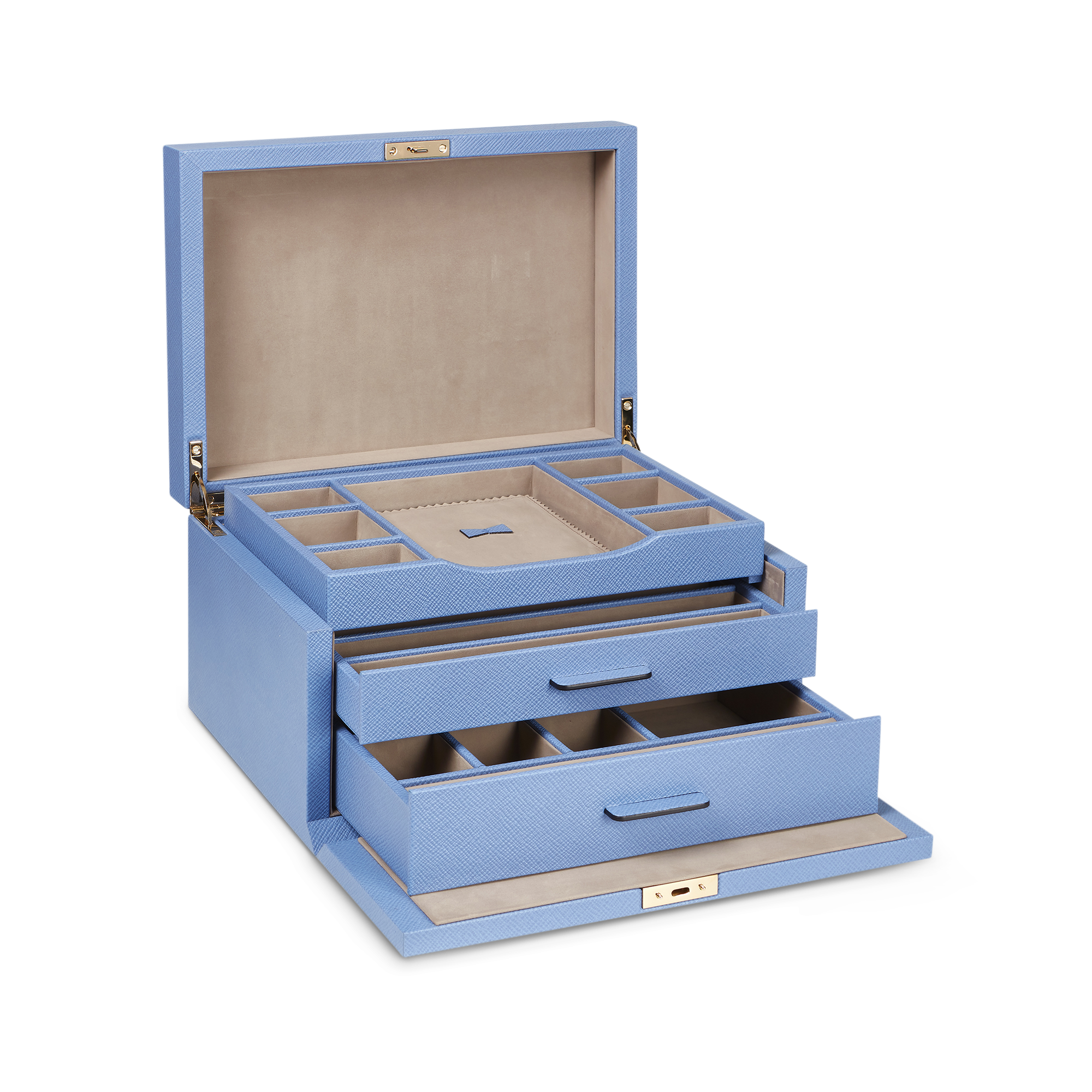 3 Drawer Jewellery Box in Panama - Nile Blue