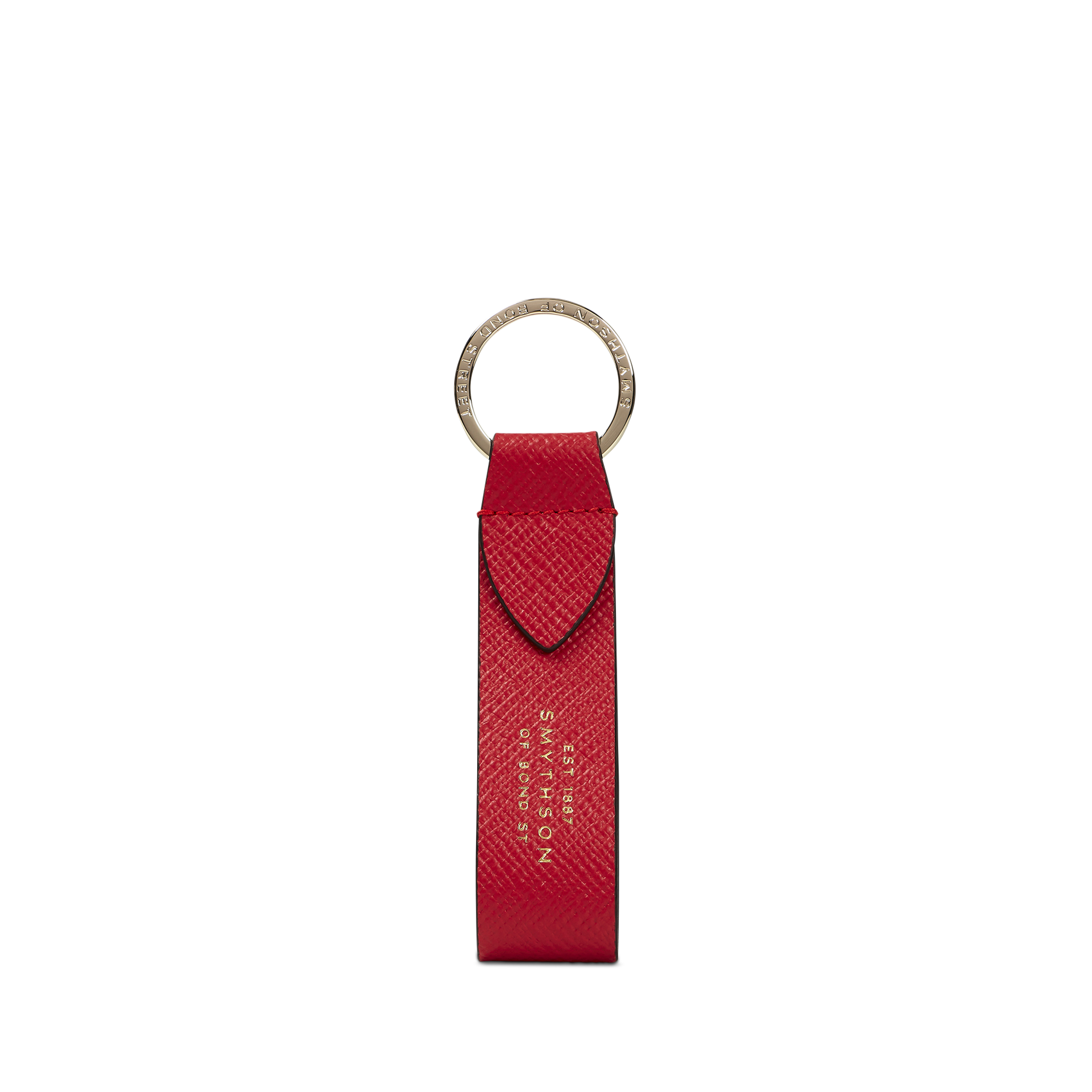 Keyring with Leather Strap in Panama - Scarlet Red