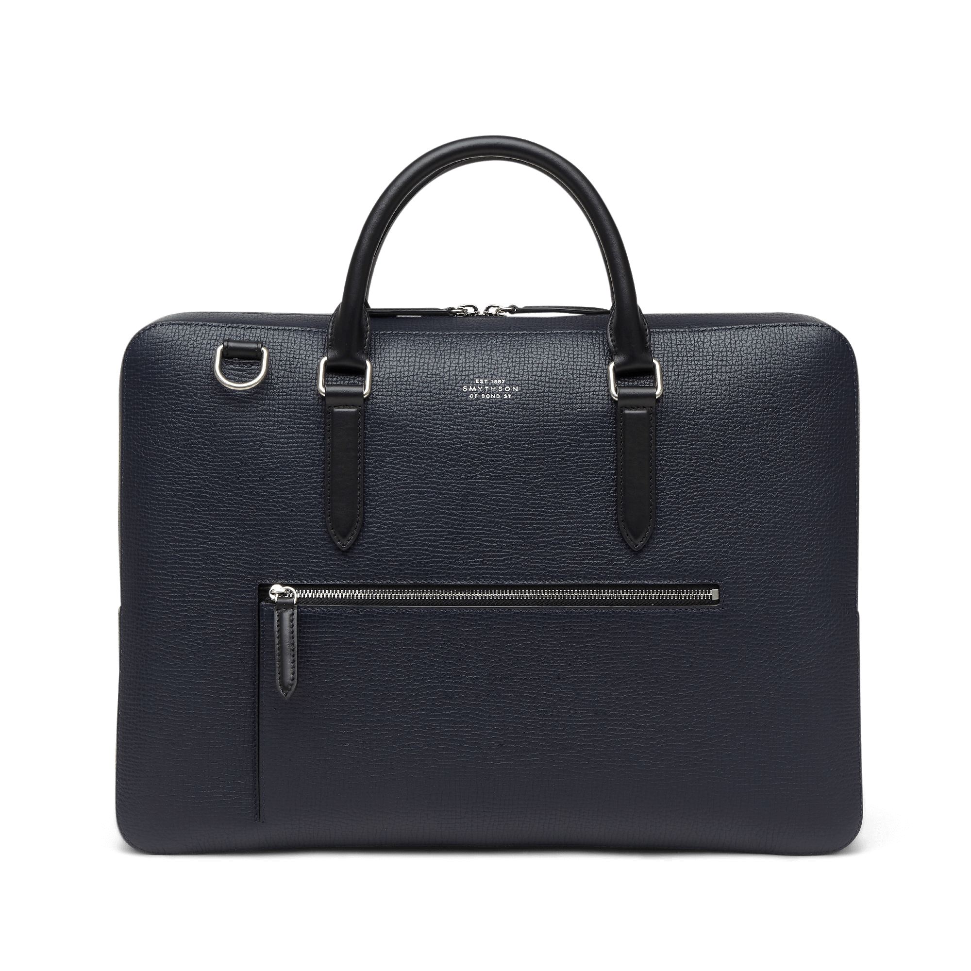 Slim Briefcase with Zip Front in Ludlow - Navy