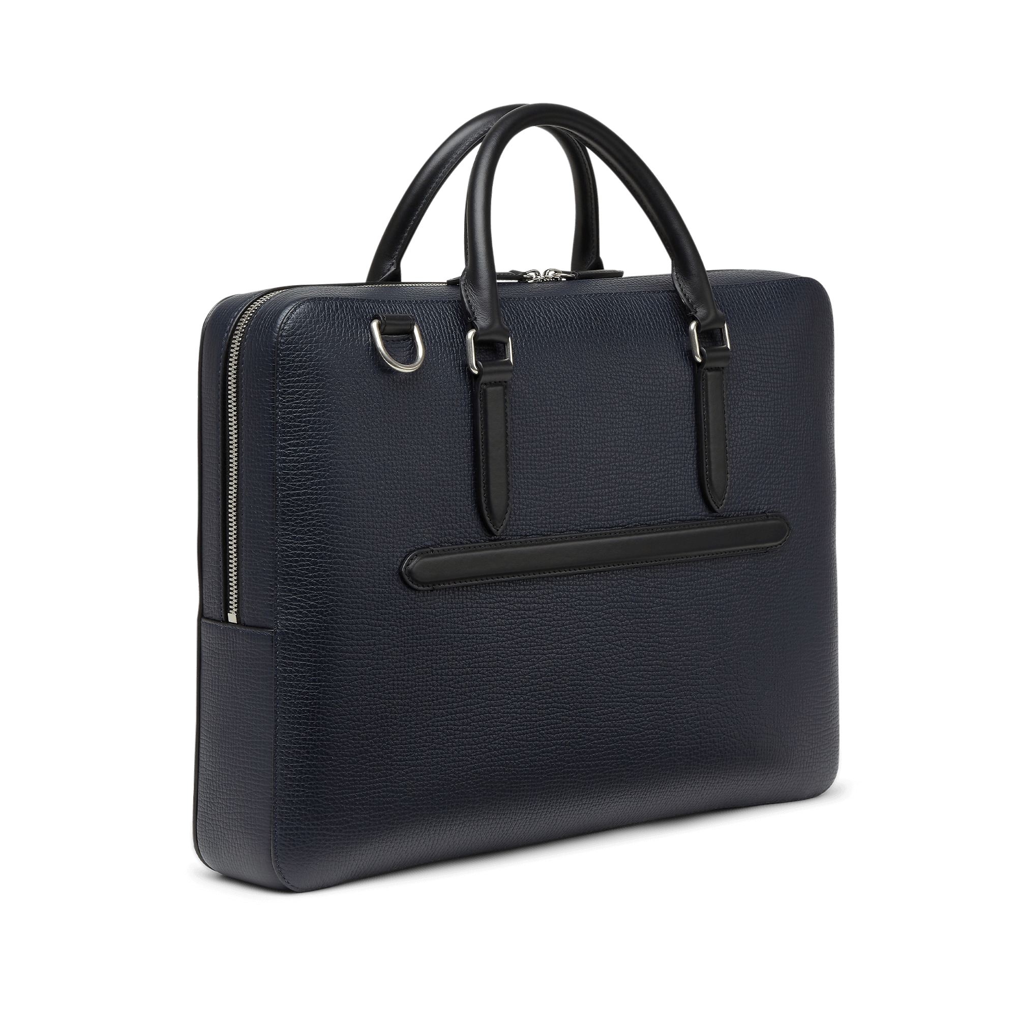 Slim Briefcase with Zip Front in Ludlow - Navy