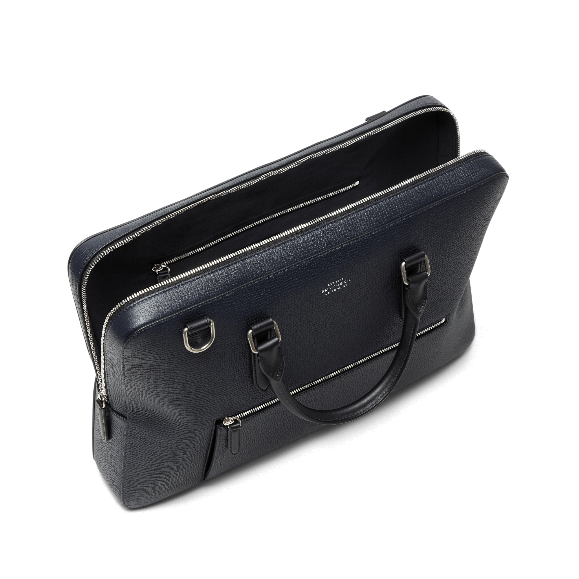 Slim Briefcase with Zip Front in Ludlow - Navy
