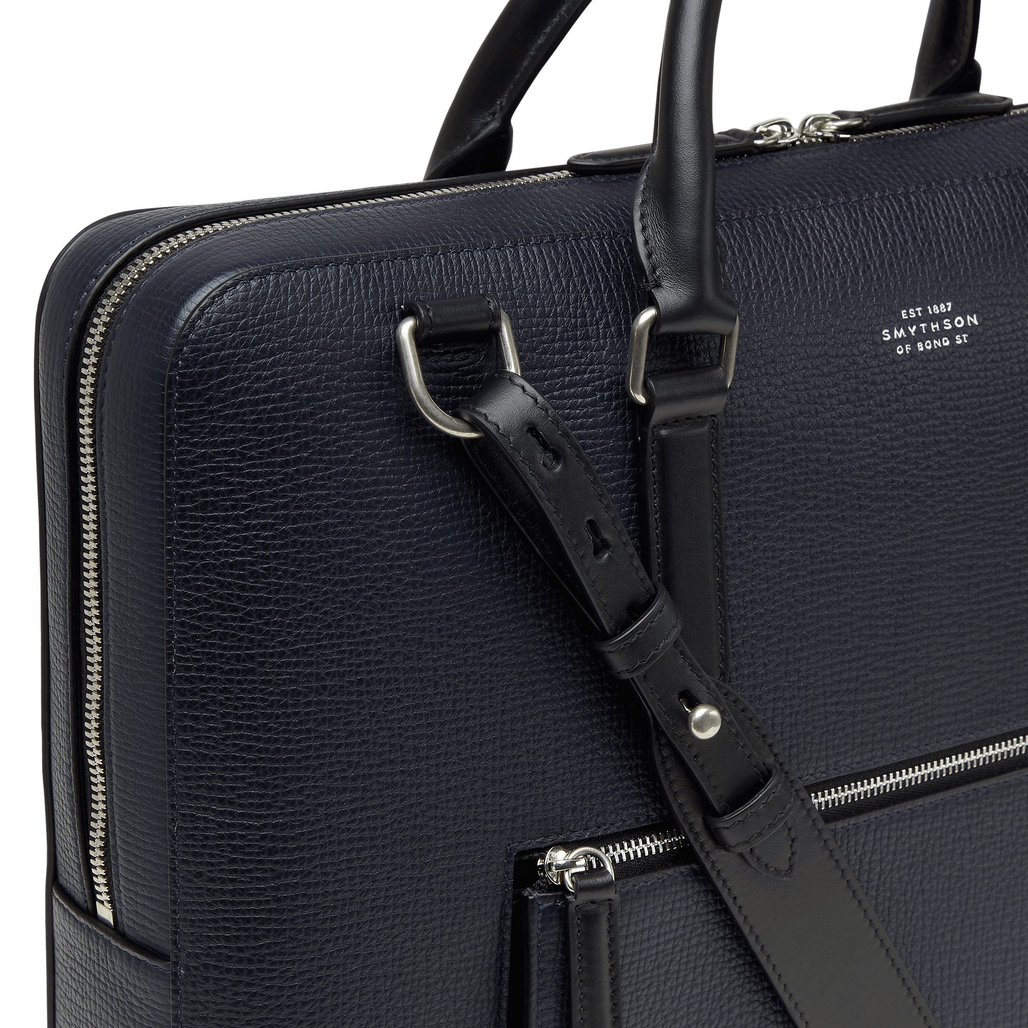 Slim Briefcase with Zip Front in Ludlow - Navy