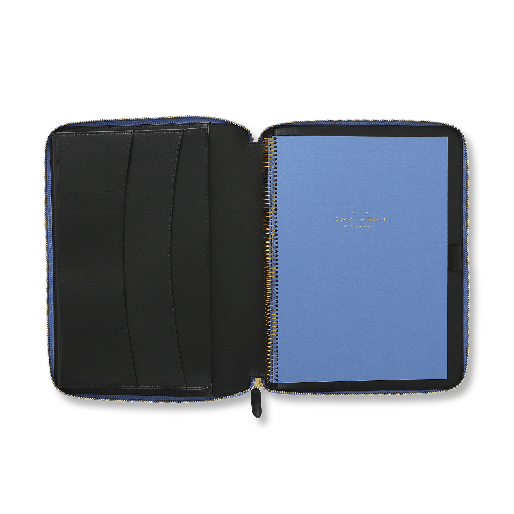A4 Writing Folder with Zip in Panama - Nile Blue