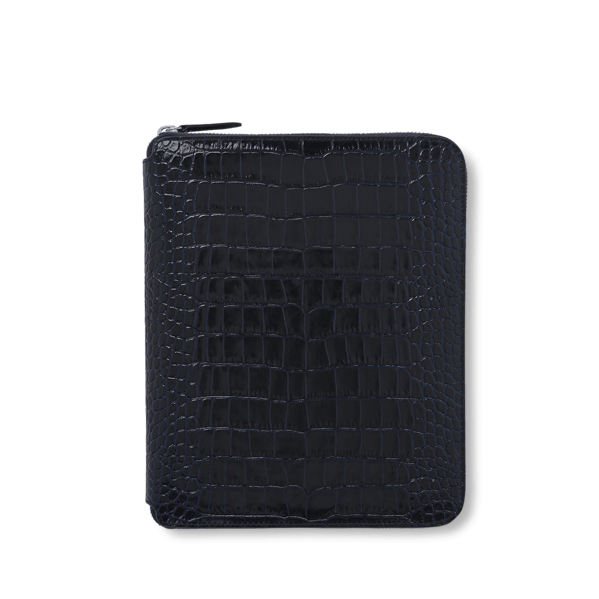 A5 Writing Folder with Zip in Mara in Navy | Smythson United States