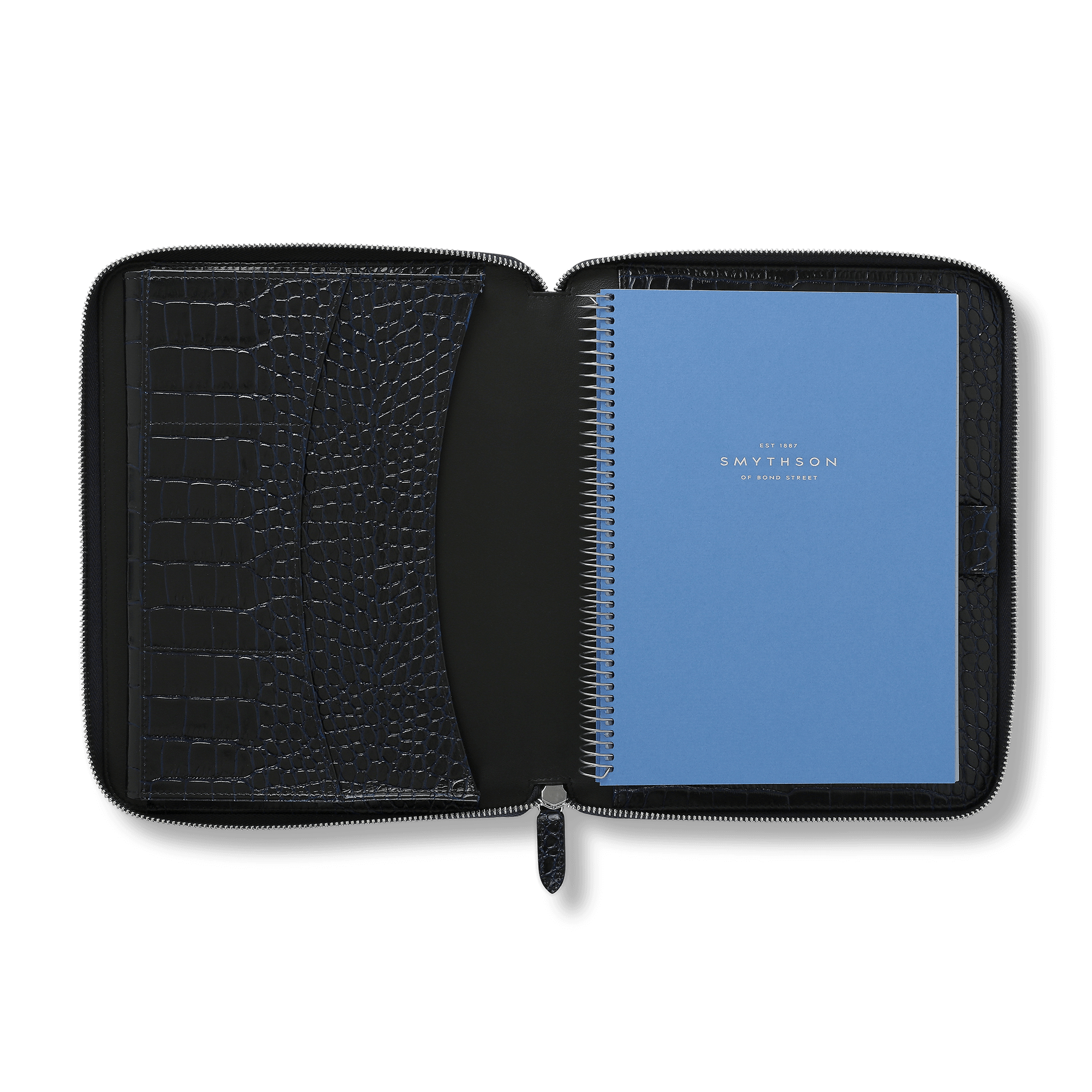 A5 Writing Folder with Zip in Mara - Navy