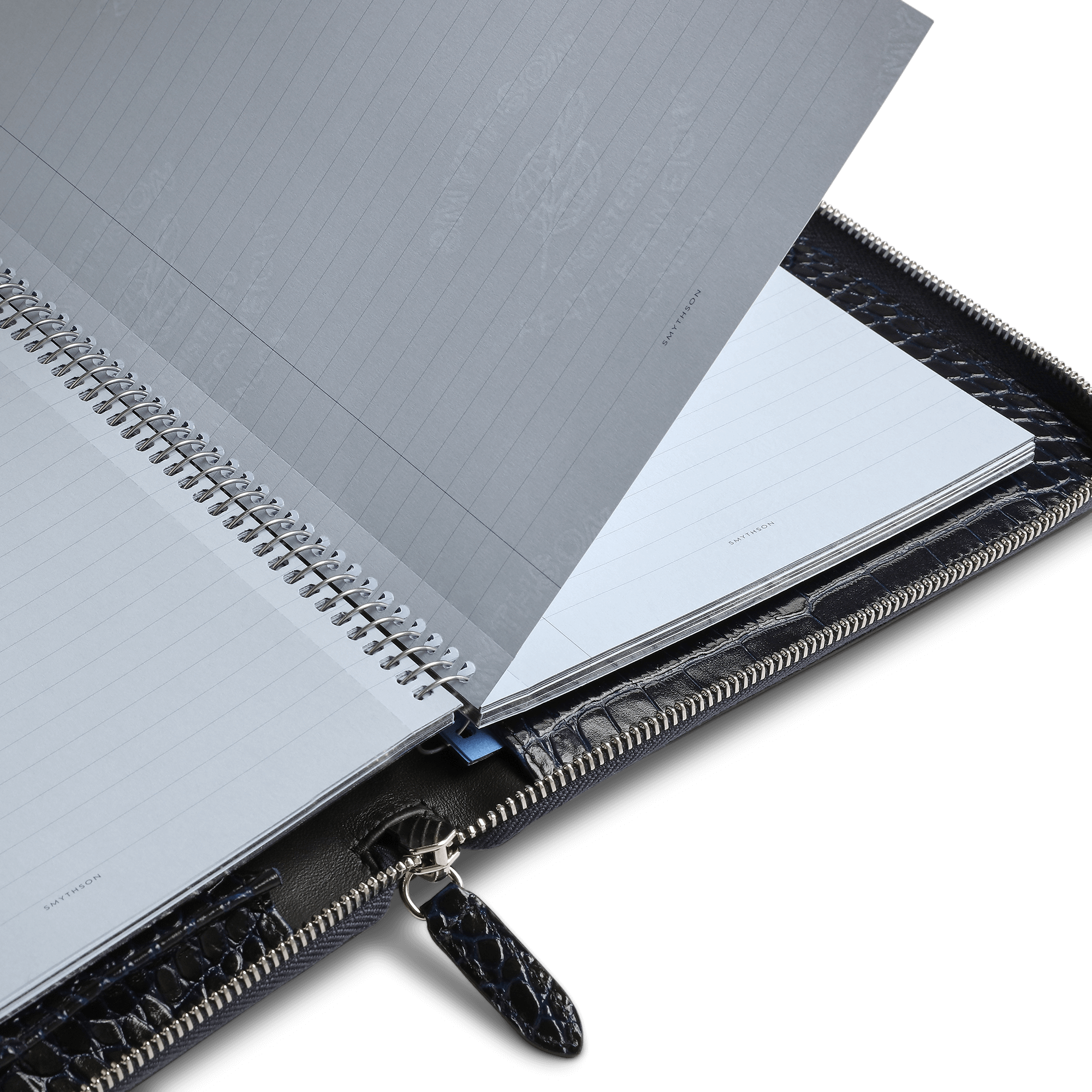 A5 Writing Folder with Zip in Mara - Navy
