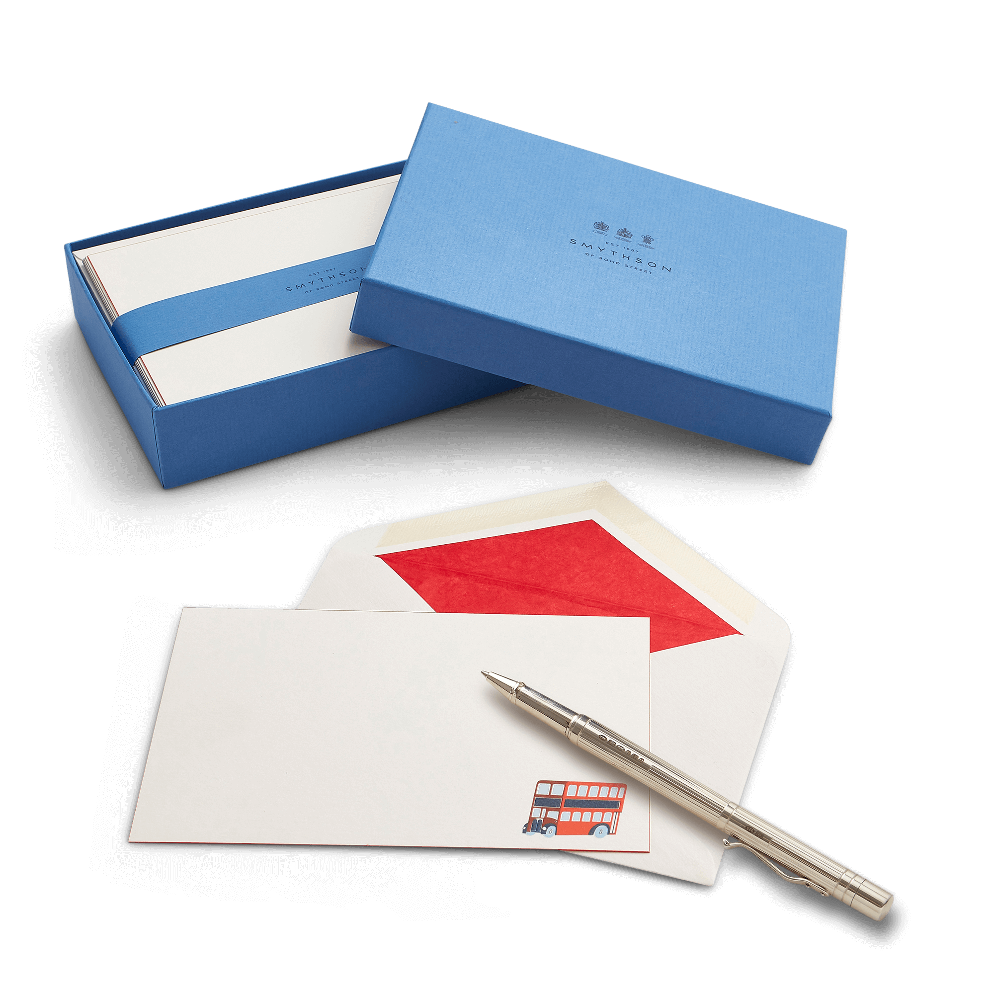 British Bus Motif Correspondence Cards - White
