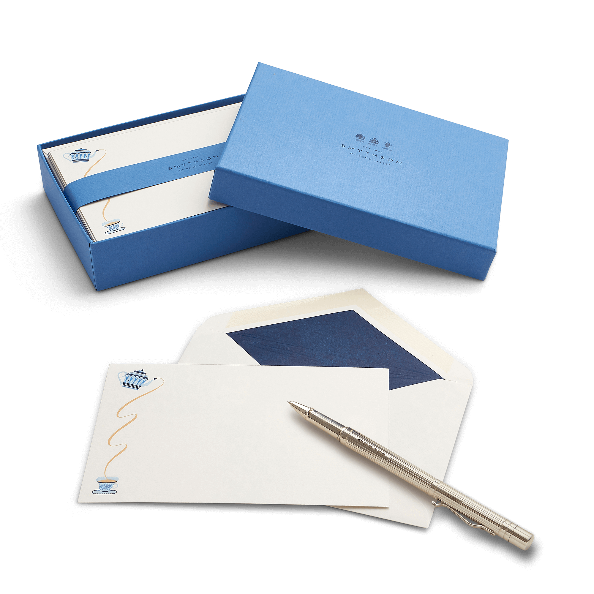 Teapot Motif Correspondence Card Set - White