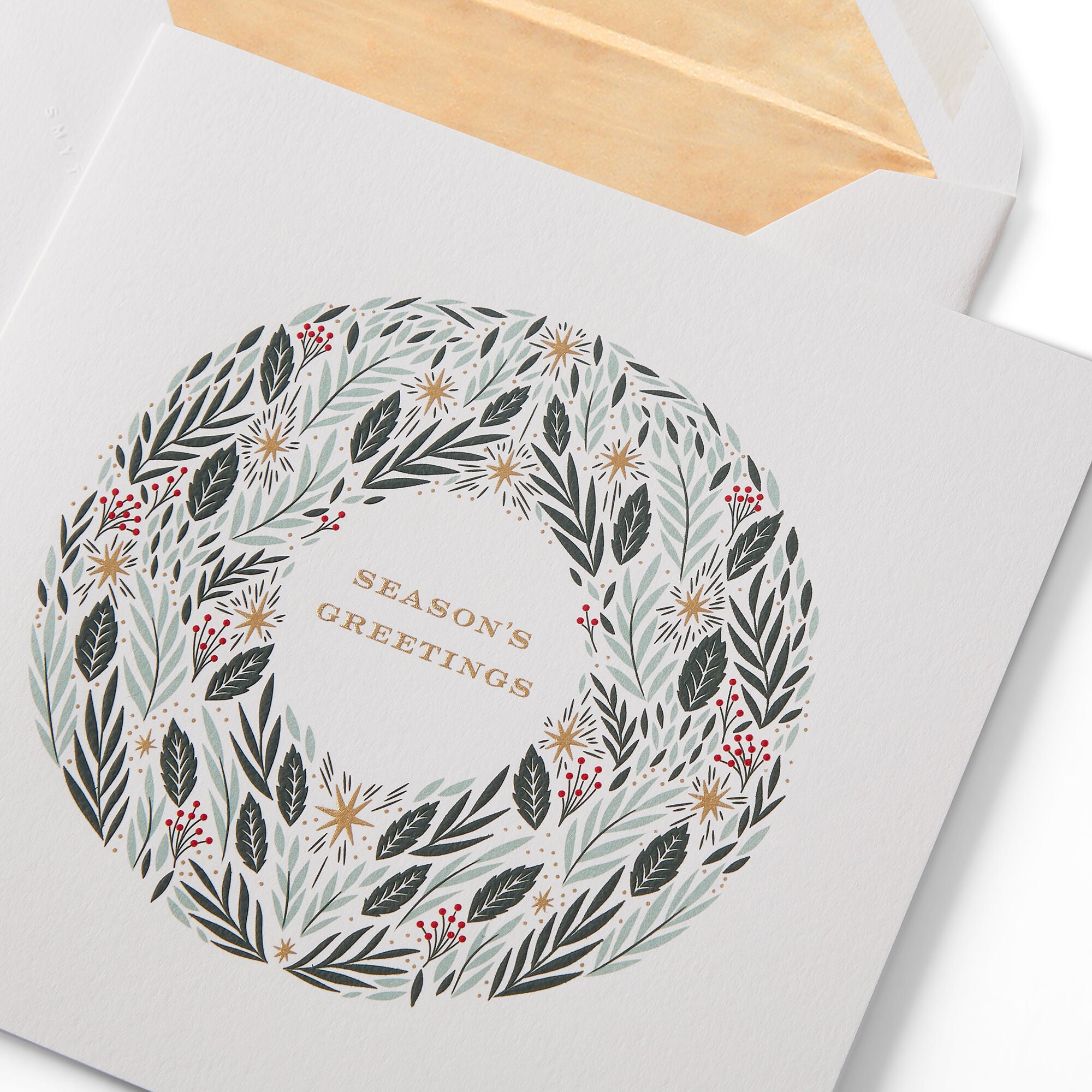 Wreath Christmas Card Set - White