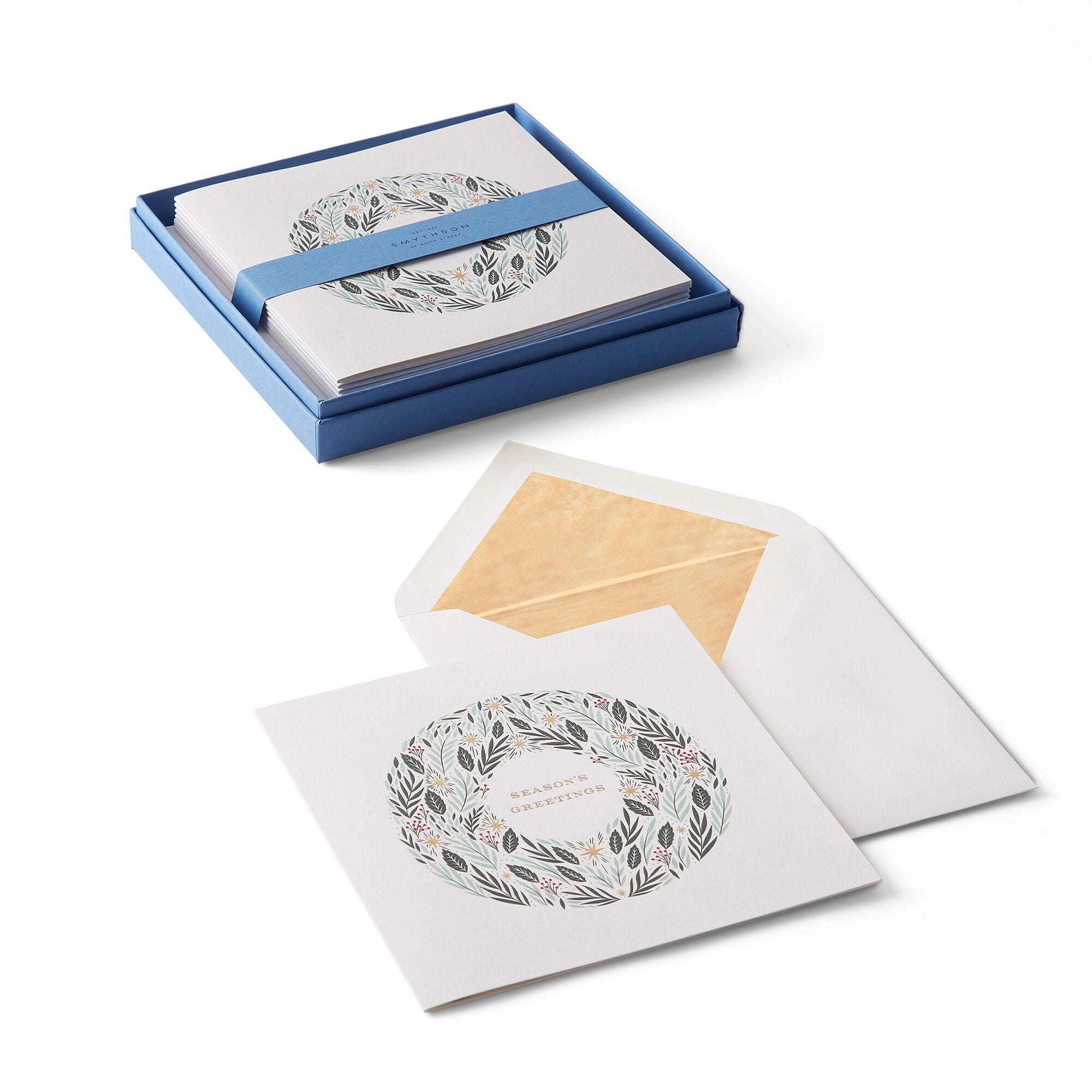 Wreath Christmas Card Set - White