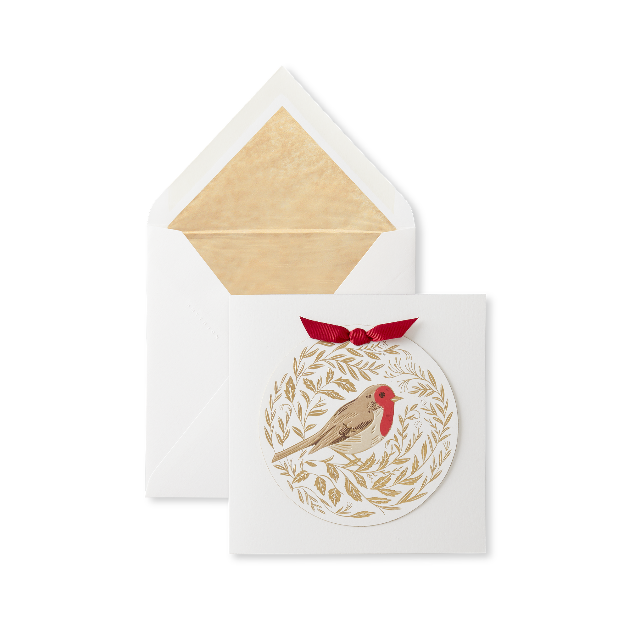 Gold Robin Christmas Card