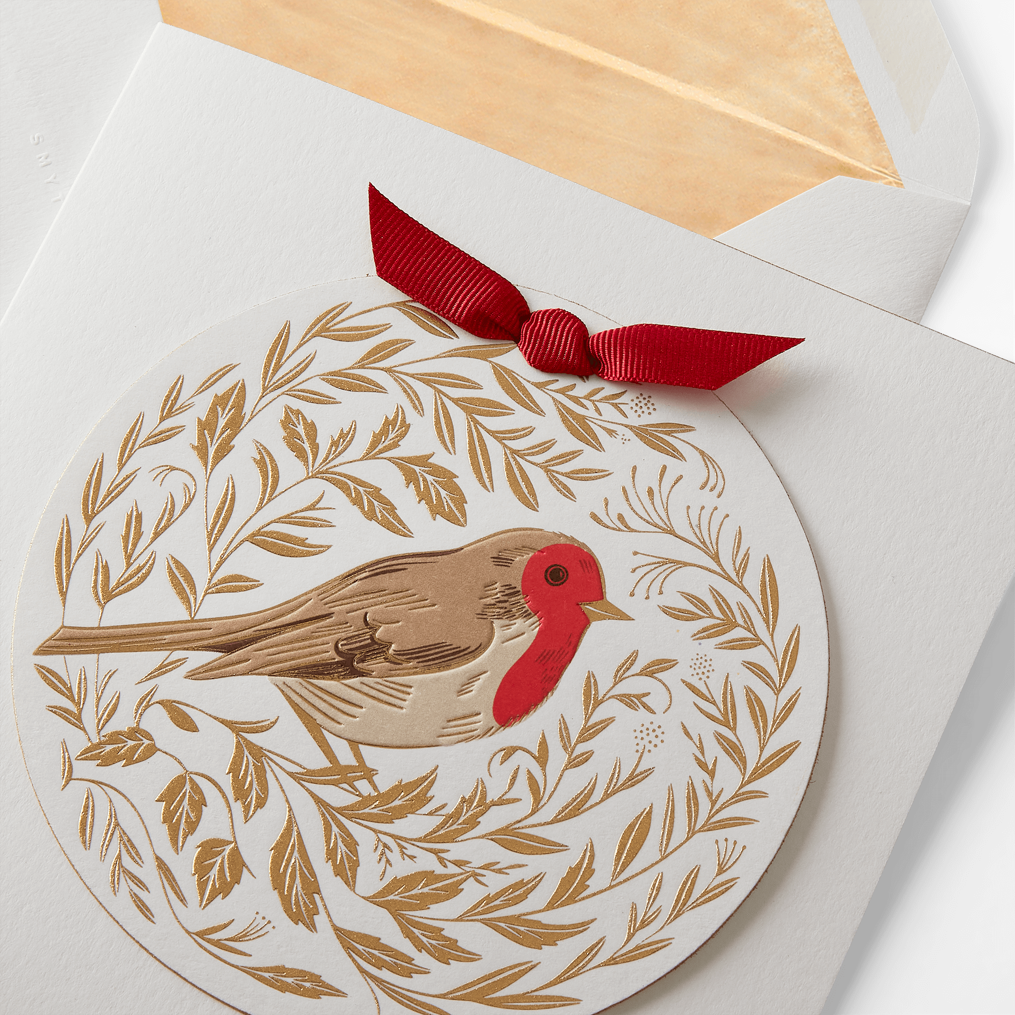 Gold Robin Christmas Card