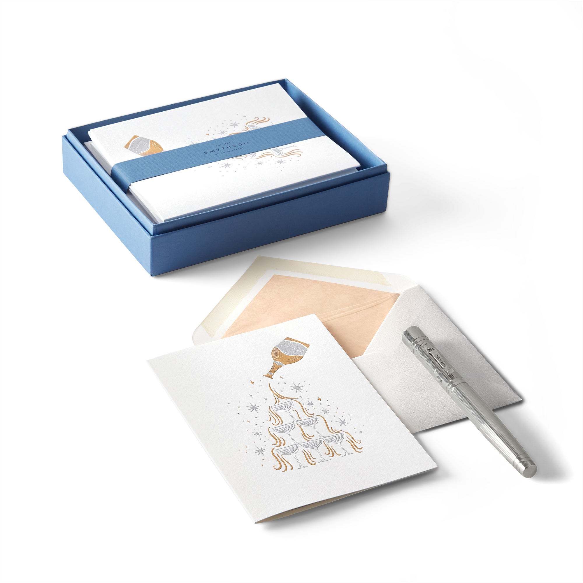 Champagne Christmas Card Set