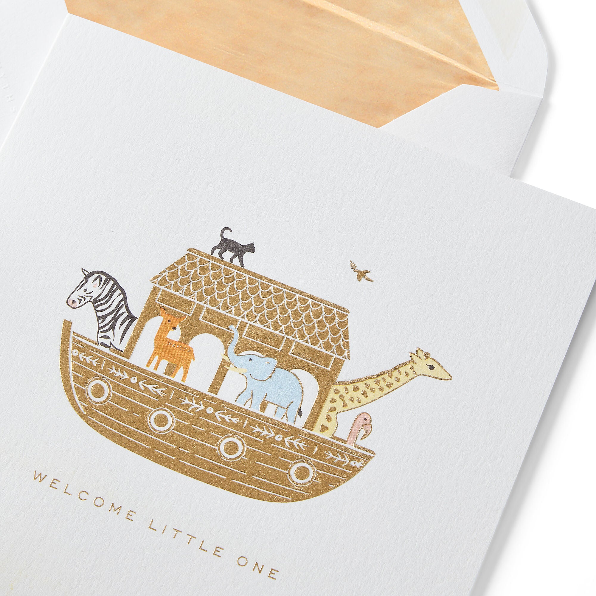 Noah's Ark 'Welcome Little One' Baby Card - White