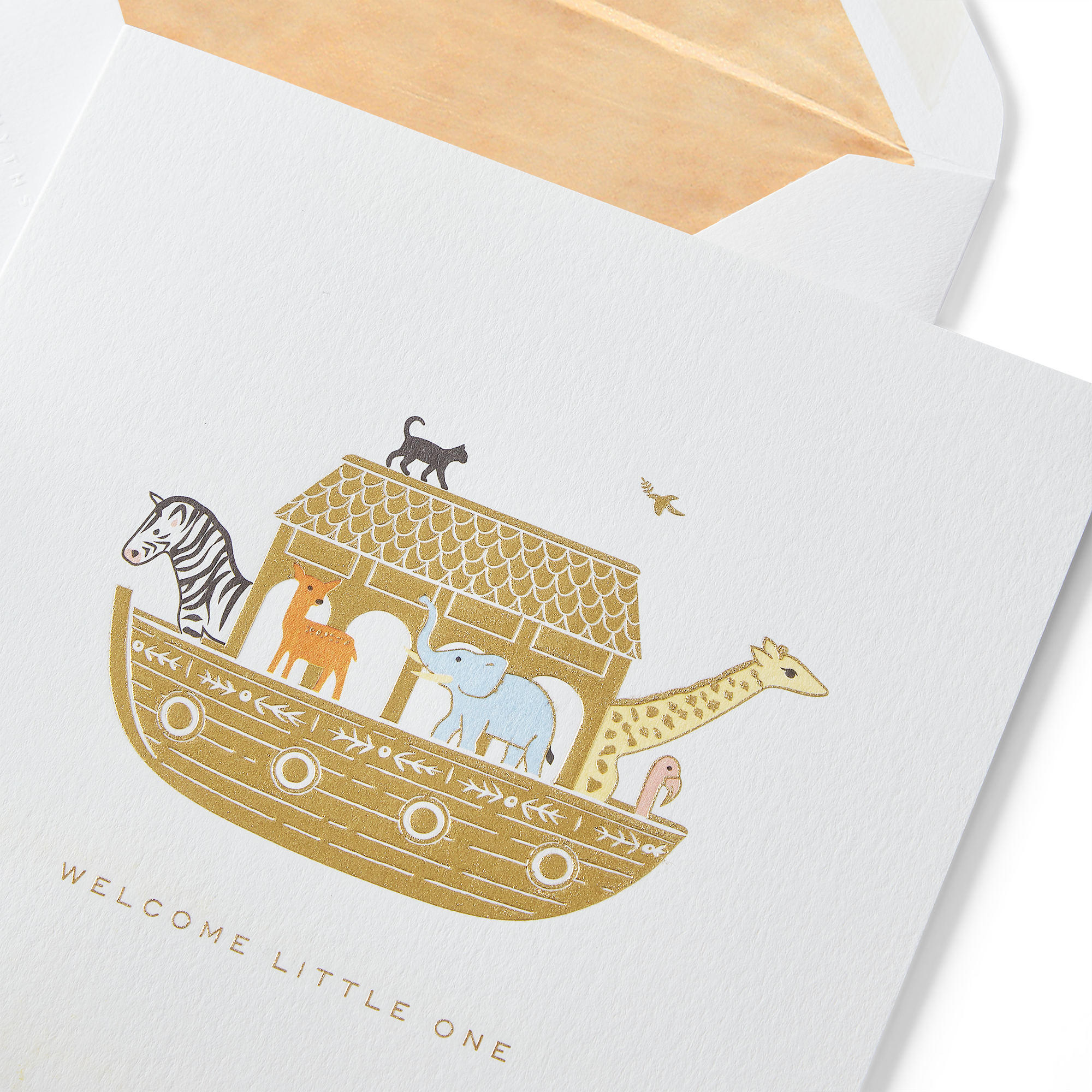 Noah's Ark 'Welcome Little One' Baby Card - White