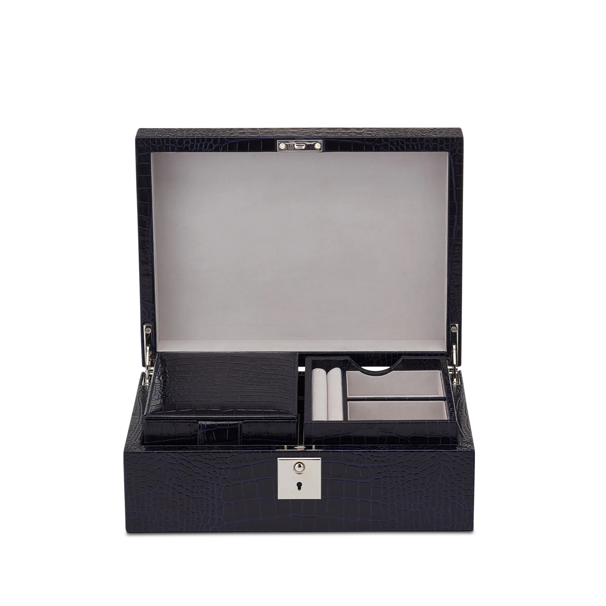 Jewellery Box with Travel Tray in Mara - Navy