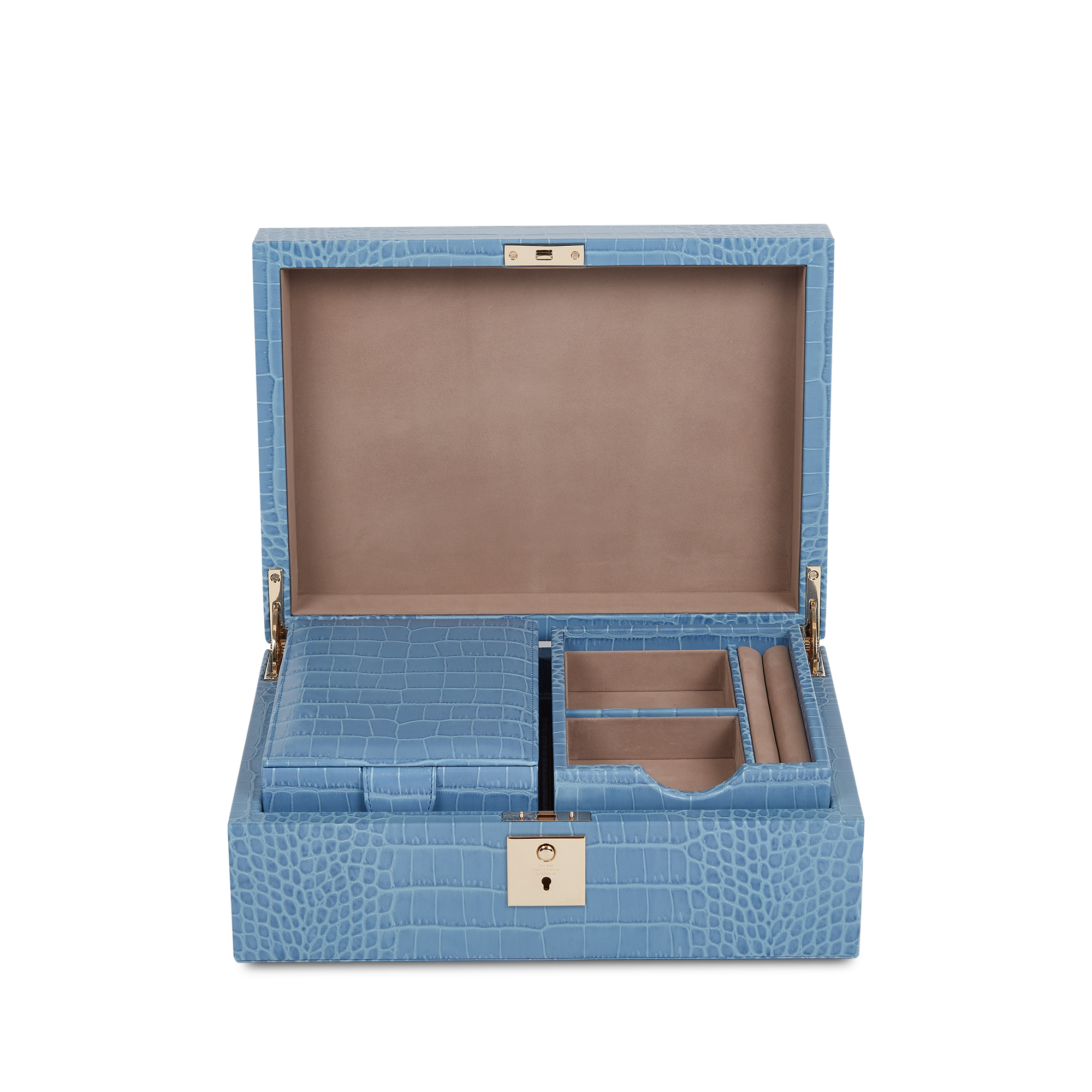 Jewellery Box with Travel Tray in Mara - Nile Blue