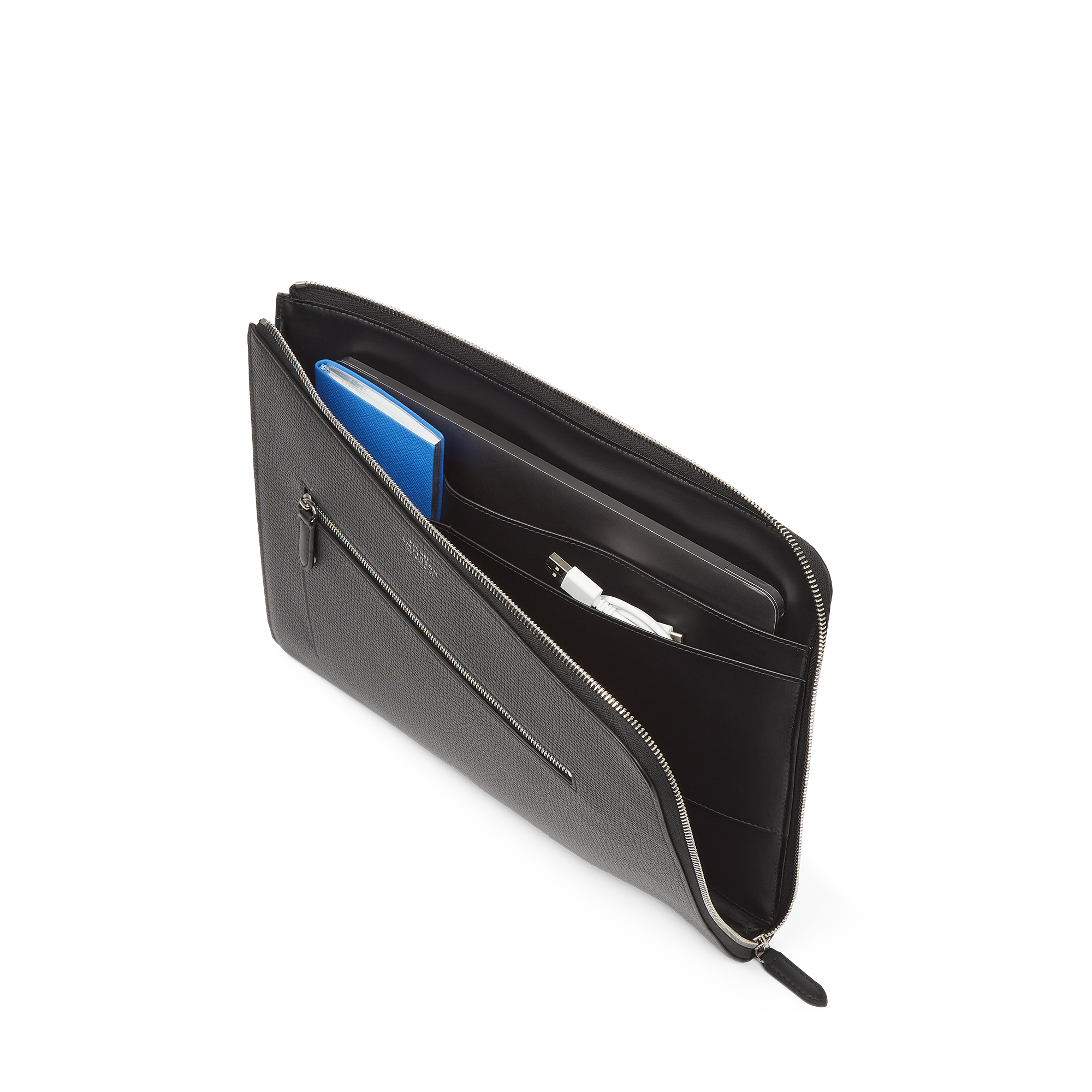 Small Laptop Case With Zip in Ludlow - Black