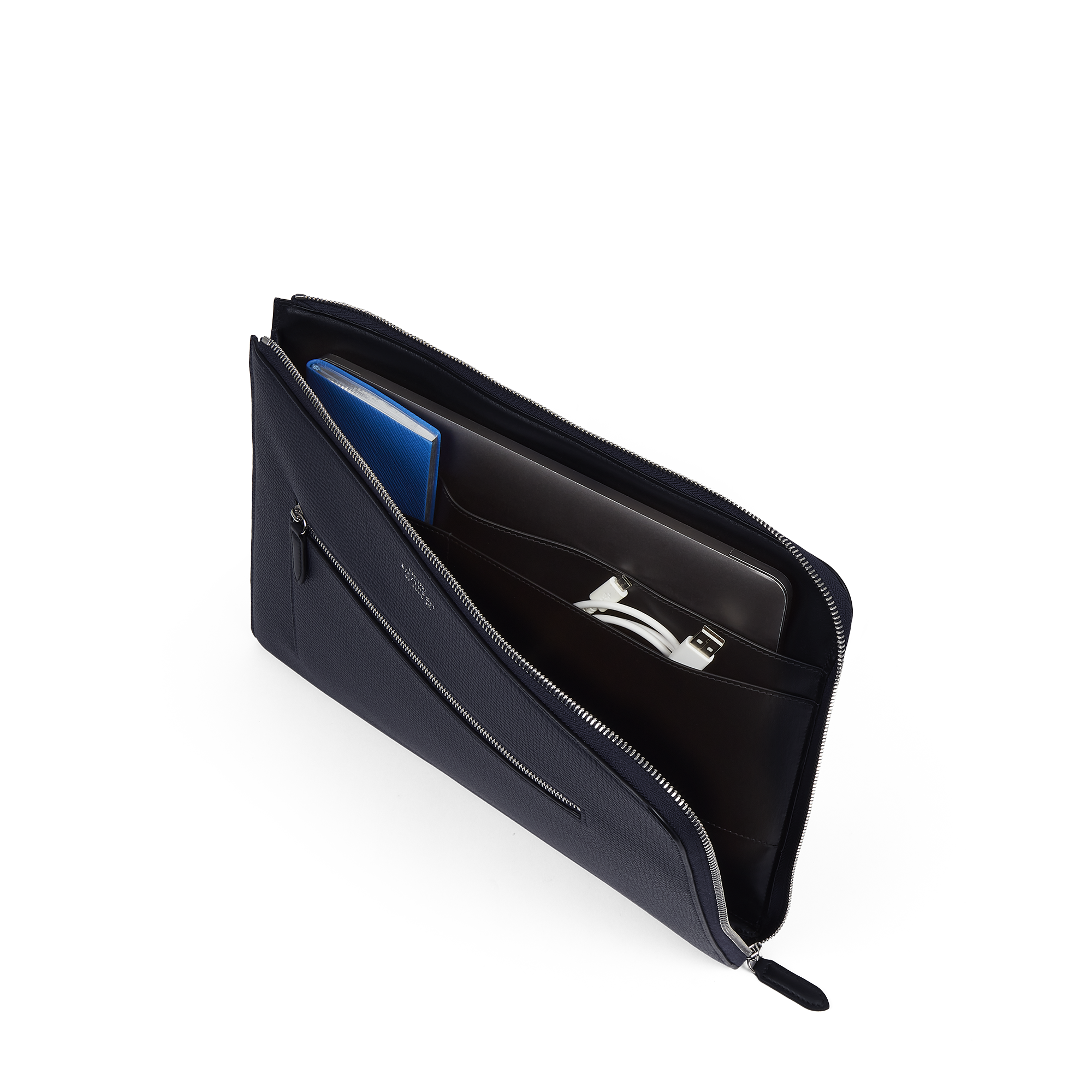 Small Laptop Case With Zip in Ludlow - Navy